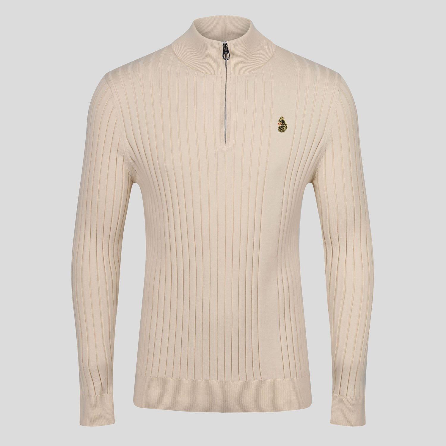 Beige - Luke 1977 - Rib Tickler Funnel Neck Sweatshirt - 1