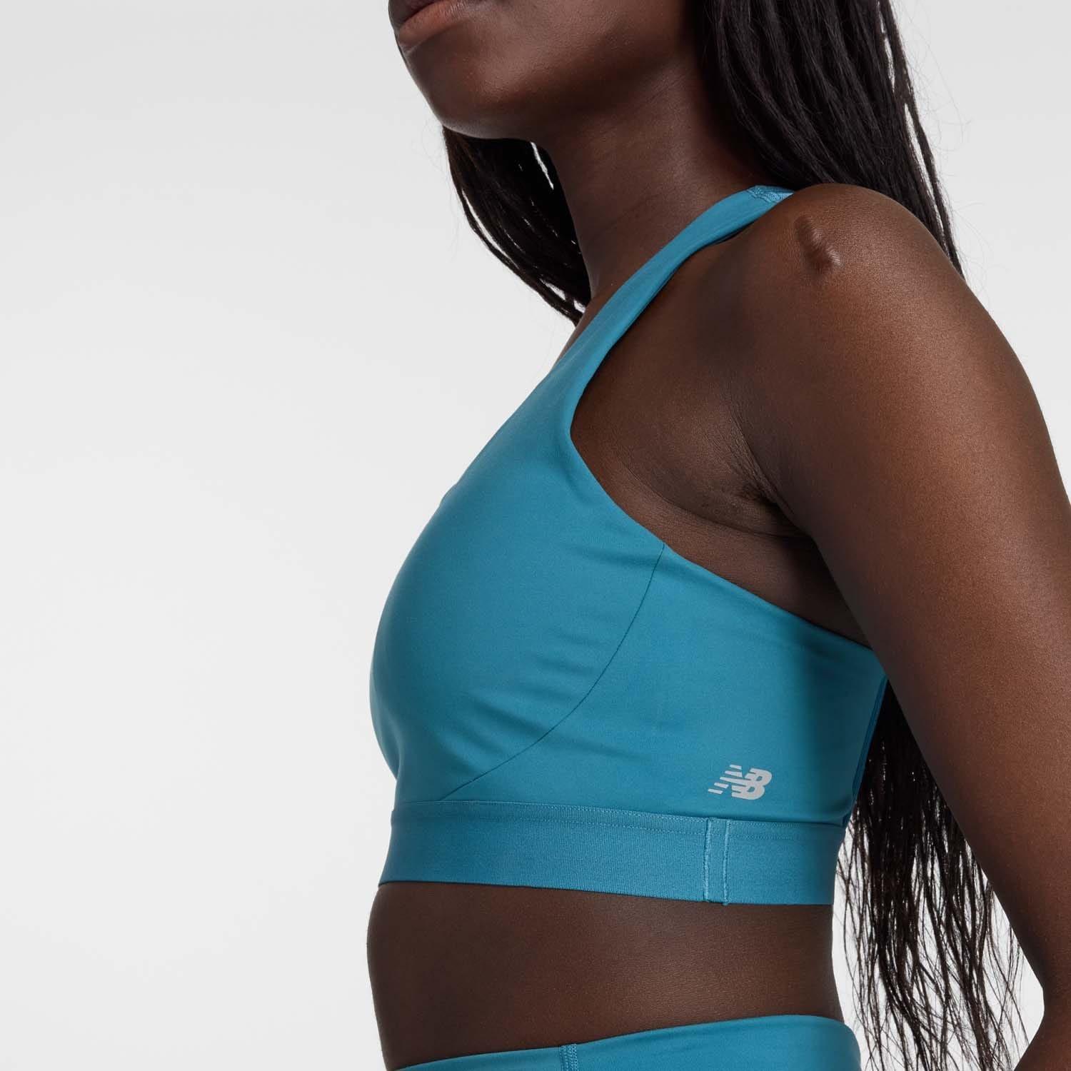 Blue - New Balance - Sleek Medium Support Pocket Sports Bra - 5