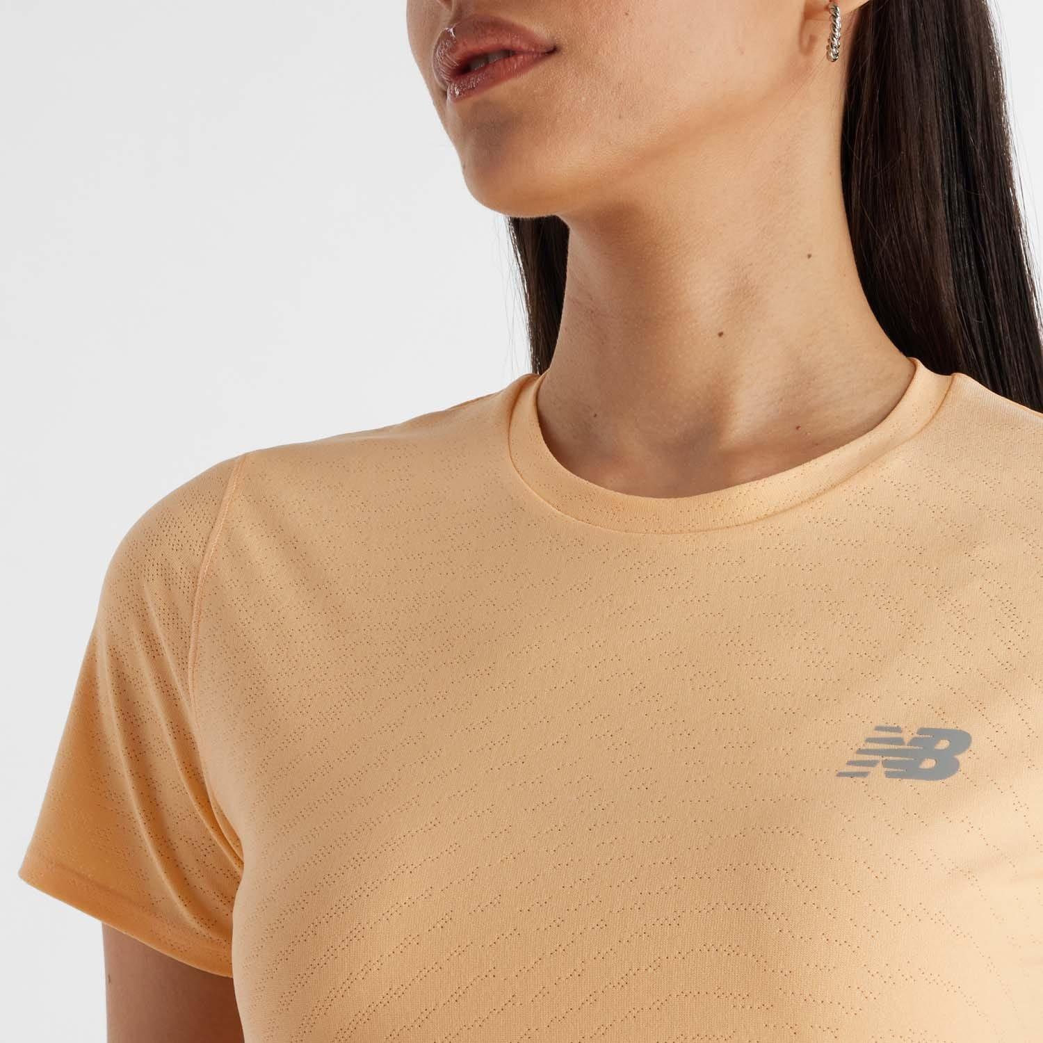 Peach - New Balance - Jacquard Slim T-Shirt - 4