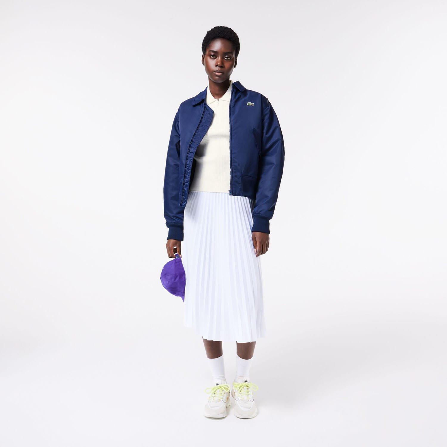 White - Lacoste - Zip Neck Rib Knit Polo Shirt - 3