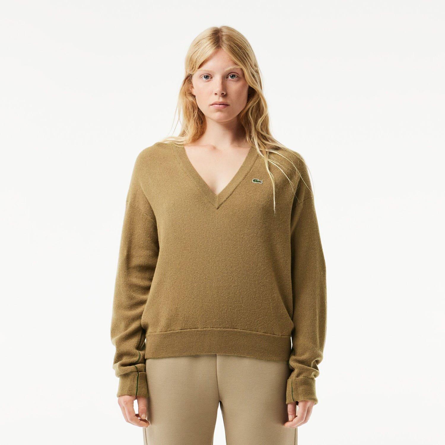 Brown - Lacoste - Relaxed Fit Carded Wool Moss Stitch Sweater - 1