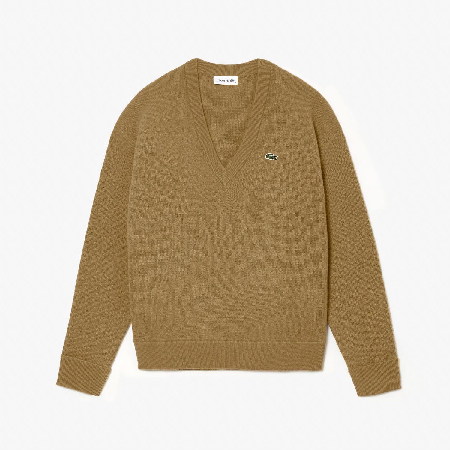 Brown - Lacoste - Relaxed Fit Carded Wool Moss Stitch Sweater - 4
