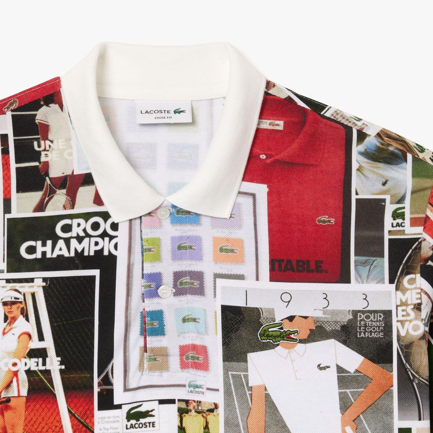 Multi Colour - Lacoste - Loose Fit L.12.12 Printed Polo Shirt - 5