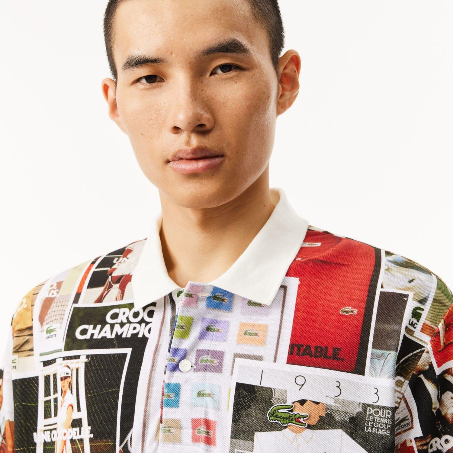 Multi Colour - Lacoste - Loose Fit L.12.12 Printed Polo Shirt - 6