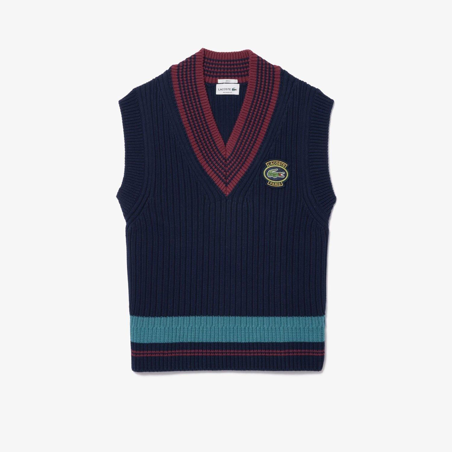 Navy - Lacoste - Heavy Cotton Badge Accent Tennis Sweater - 4