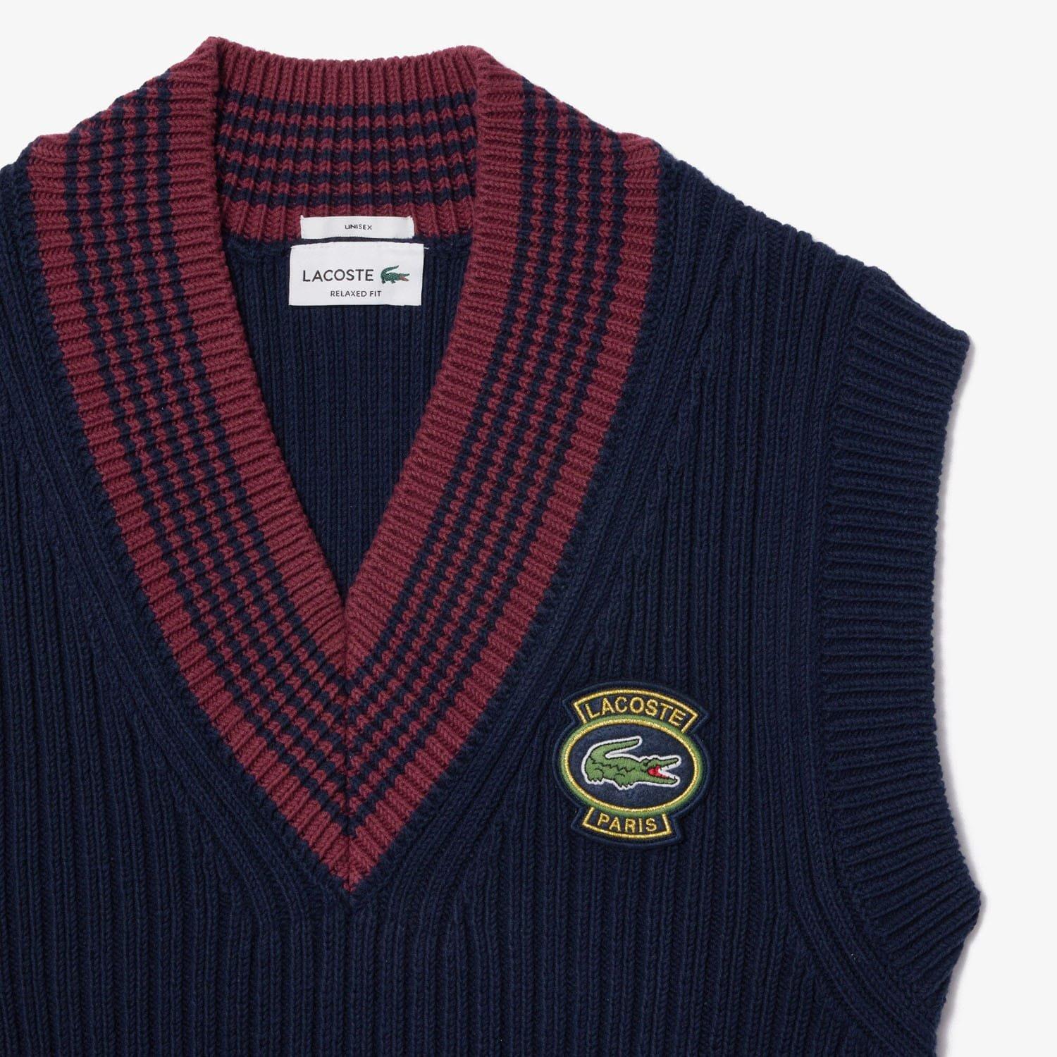 Navy - Lacoste - Heavy Cotton Badge Accent Tennis Sweater - 5