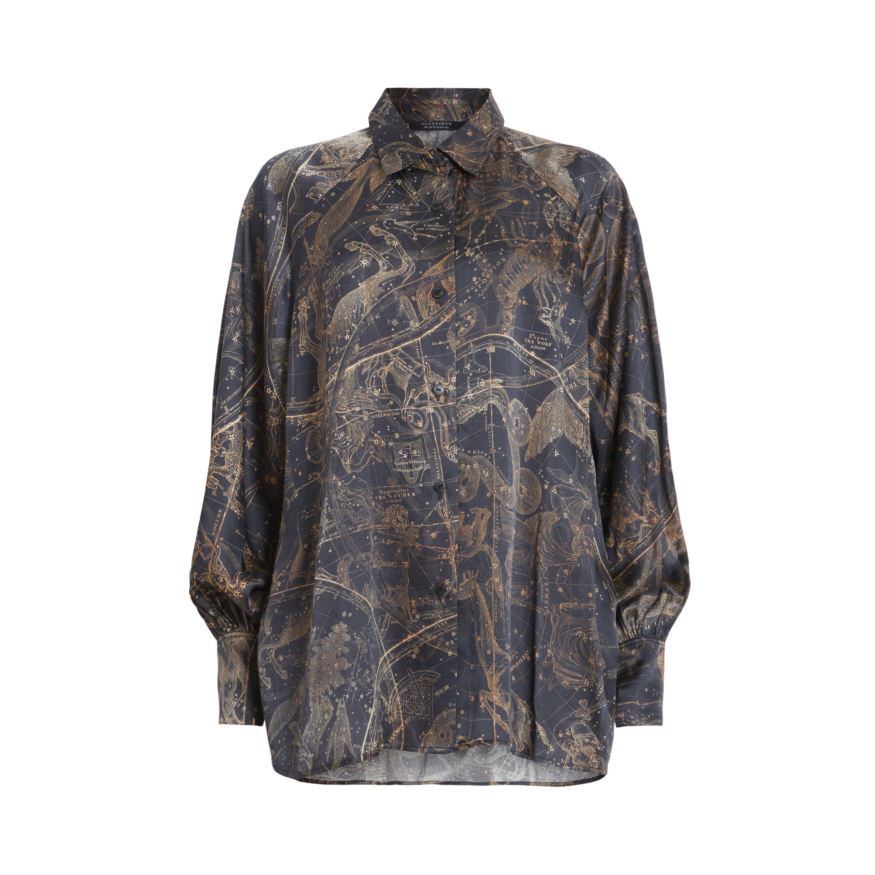 gold - AllSaints - Women's Oana Long-Sleeve Patterned Shirt - 1