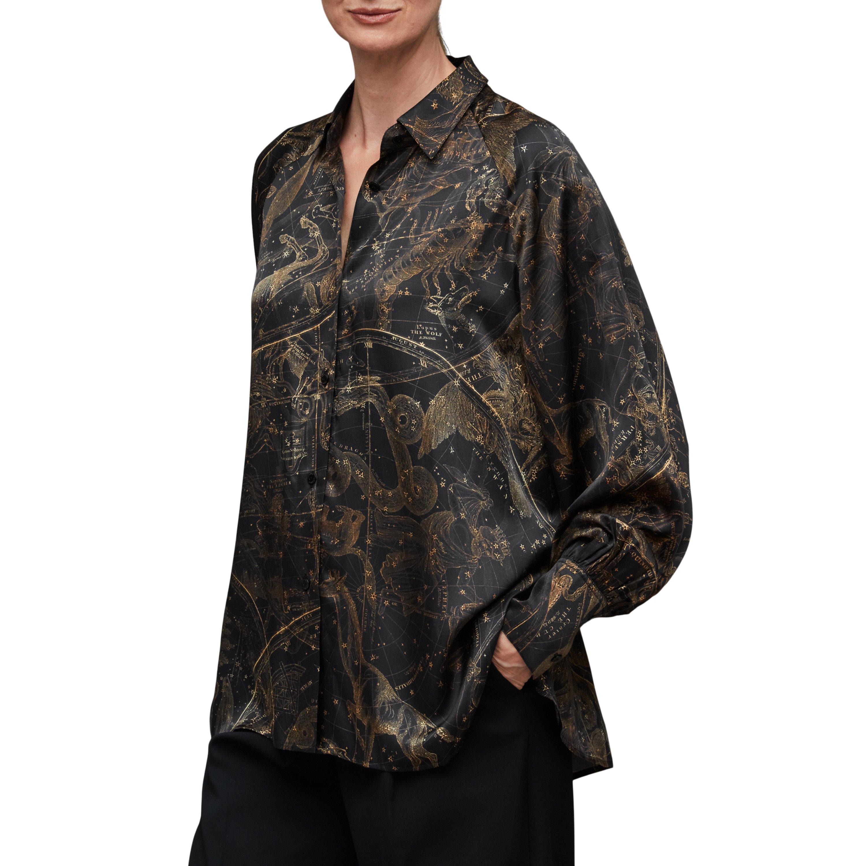 gold - AllSaints - Women's Oana Long-Sleeve Patterned Shirt - 2