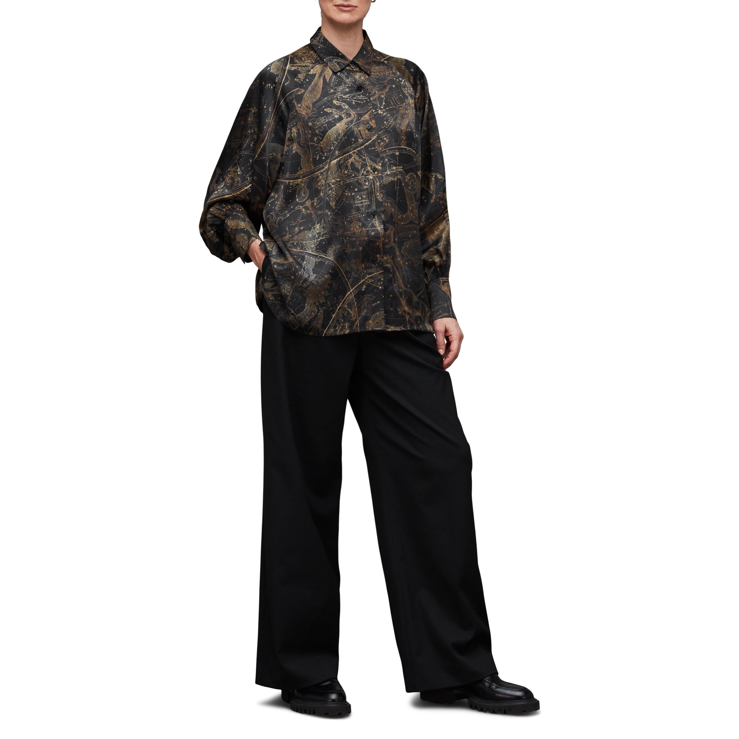 gold - AllSaints - Women's Oana Long-Sleeve Patterned Shirt - 6