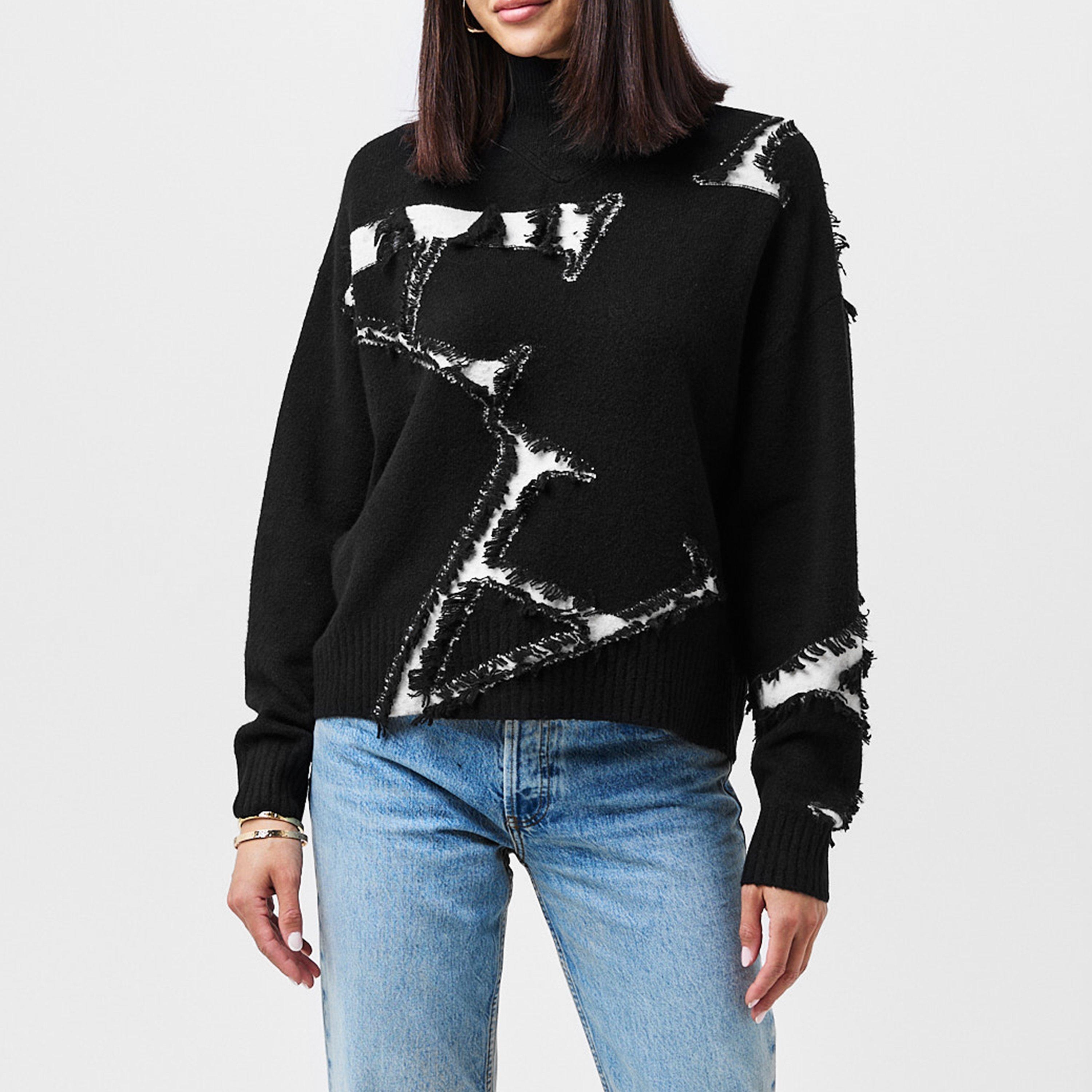 White/Black - AllSaints - Women's A Star Crew Neck Jumper - 2