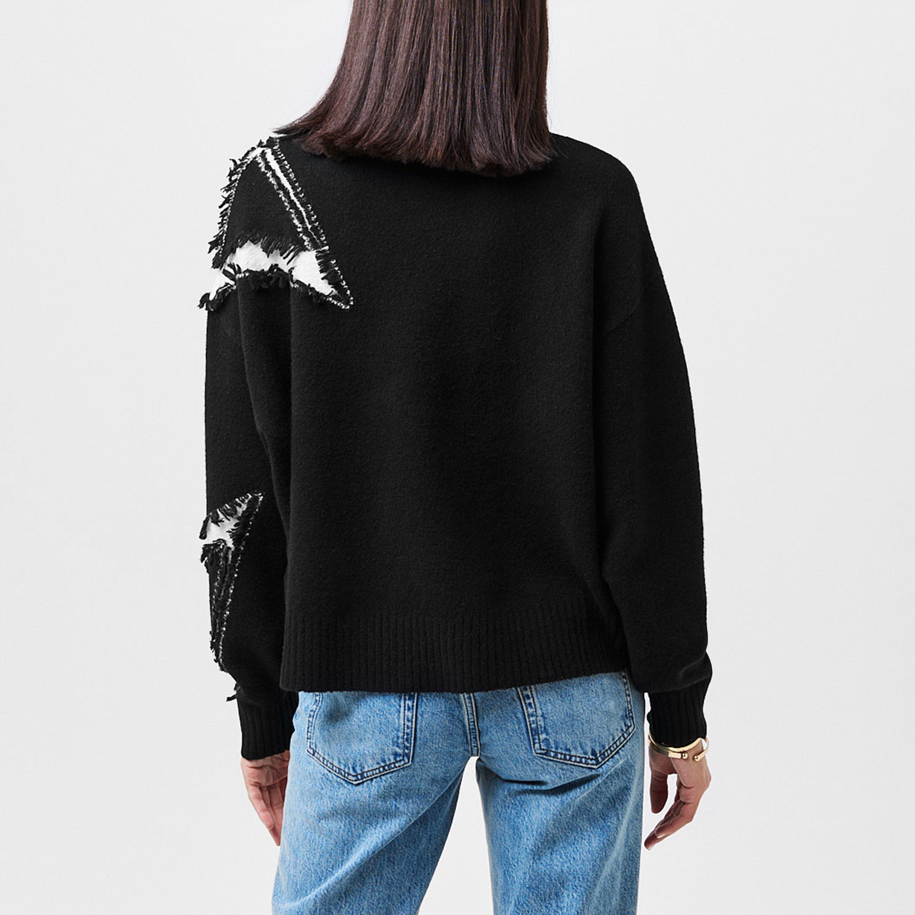 White/Black - AllSaints - Women's A Star Crew Neck Jumper - 3