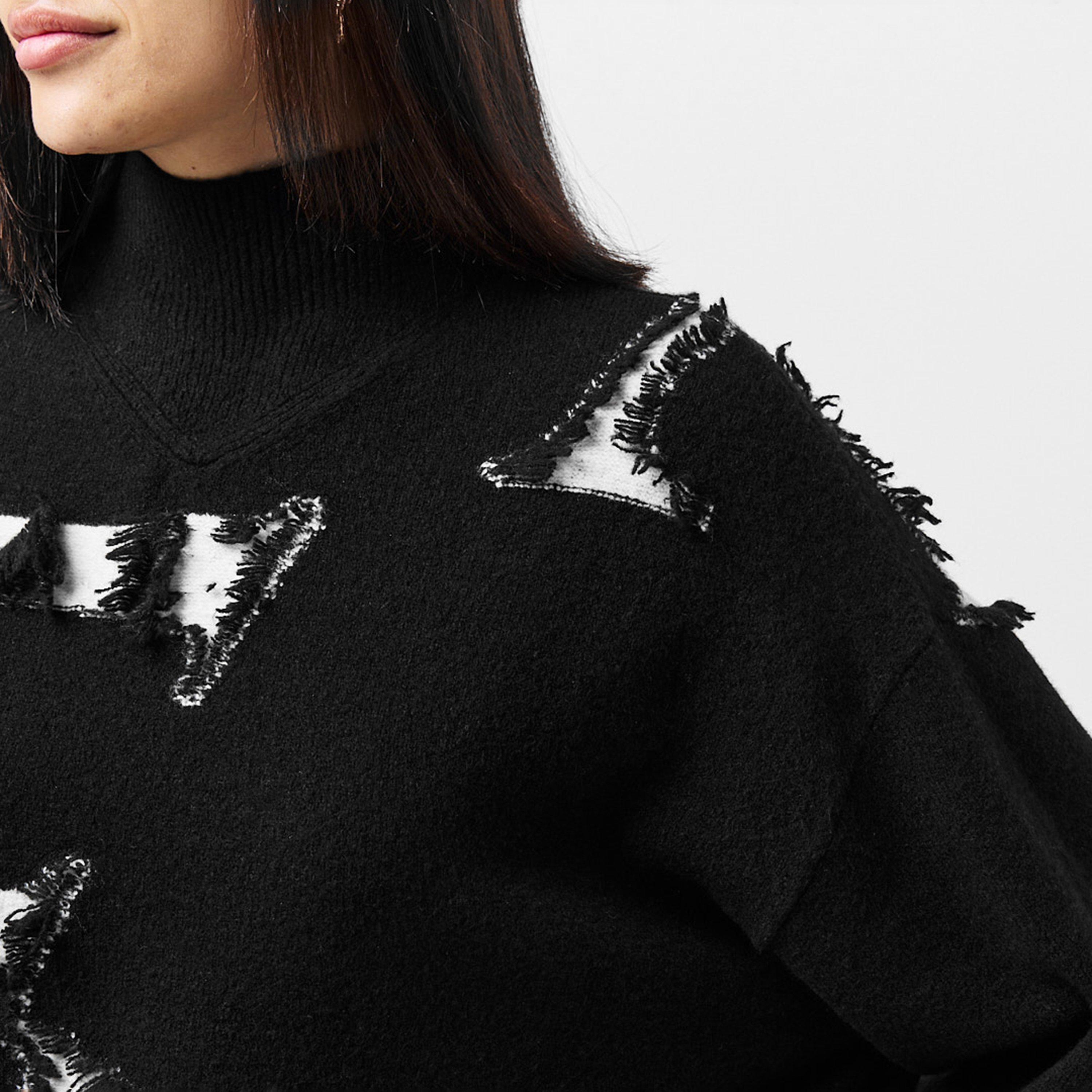 White/Black - AllSaints - Women's A Star Crew Neck Jumper - 4