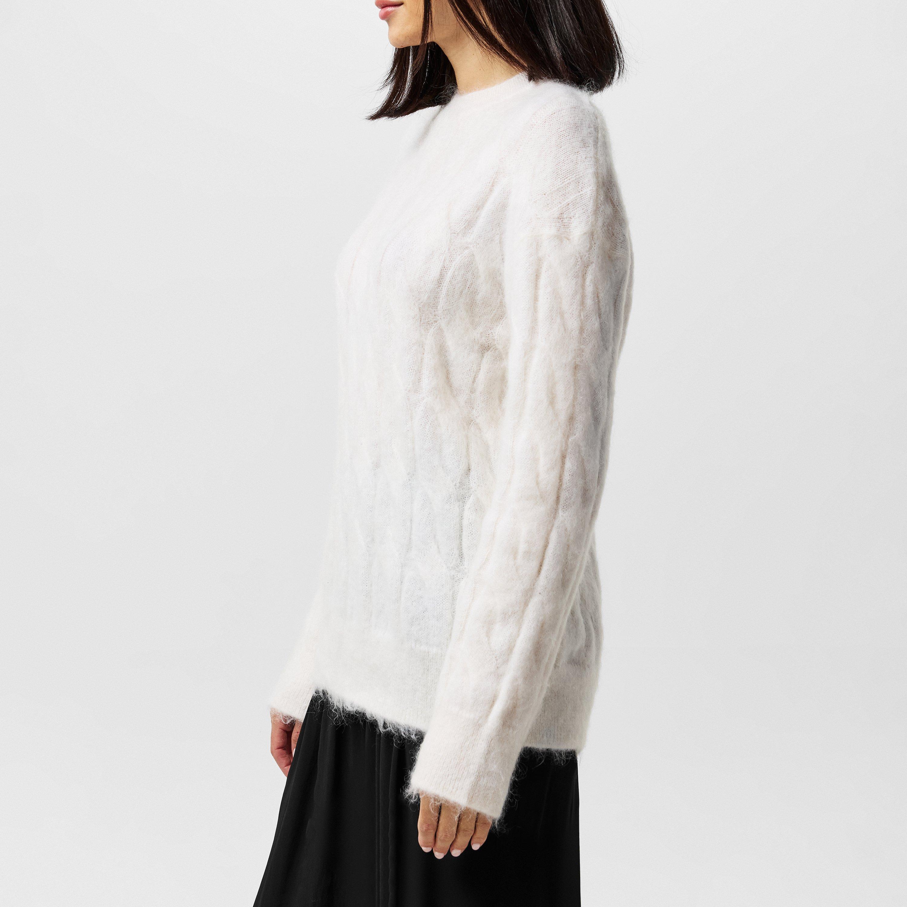 chalk white - AllSaints - Women's Sirius Cable Knit Crew Neck Jumper - 2