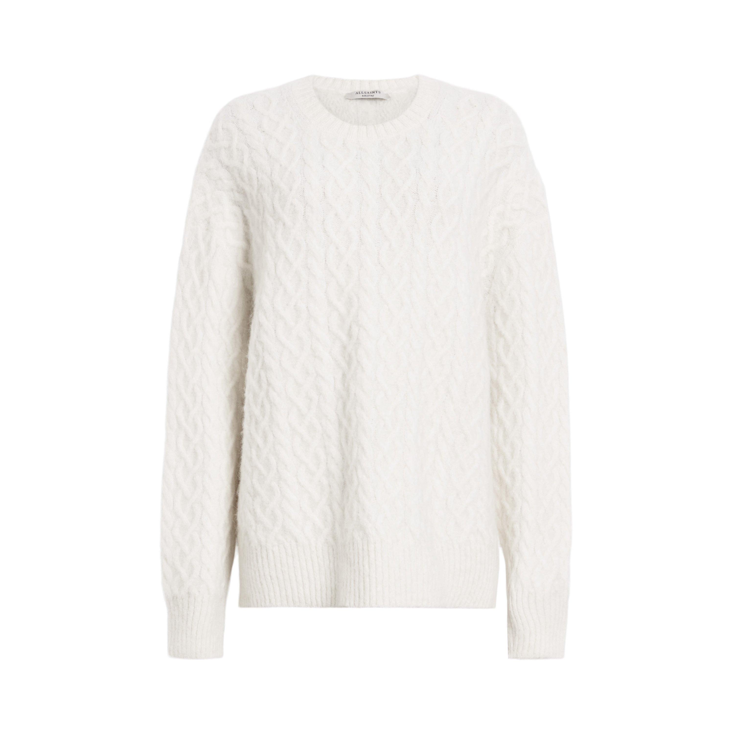 chalk white - AllSaints - Women's Sirius Cable Knit Crew Neck Jumper - 6