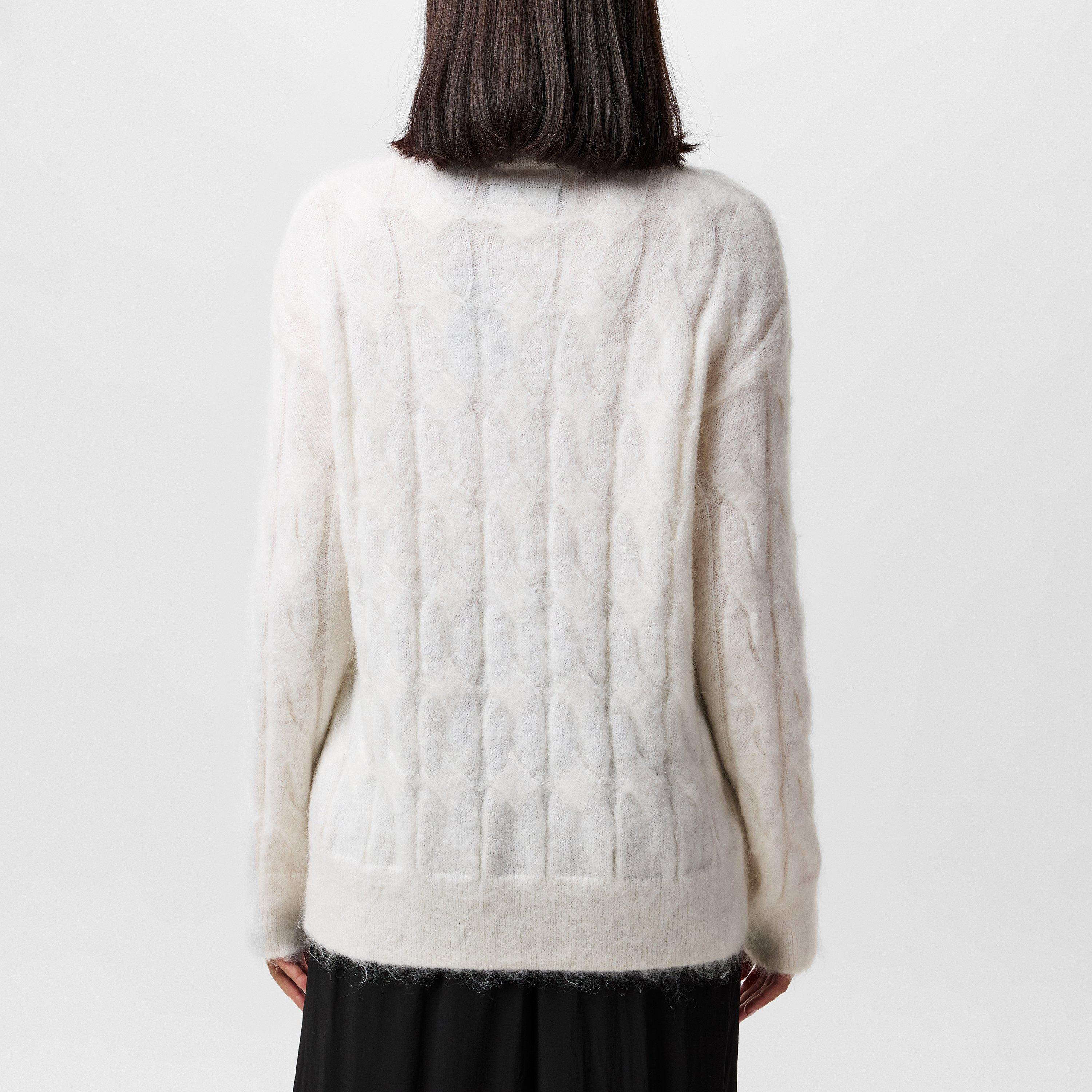 chalk white - AllSaints - Women's Sirius Cable Knit Crew Neck Jumper - 3