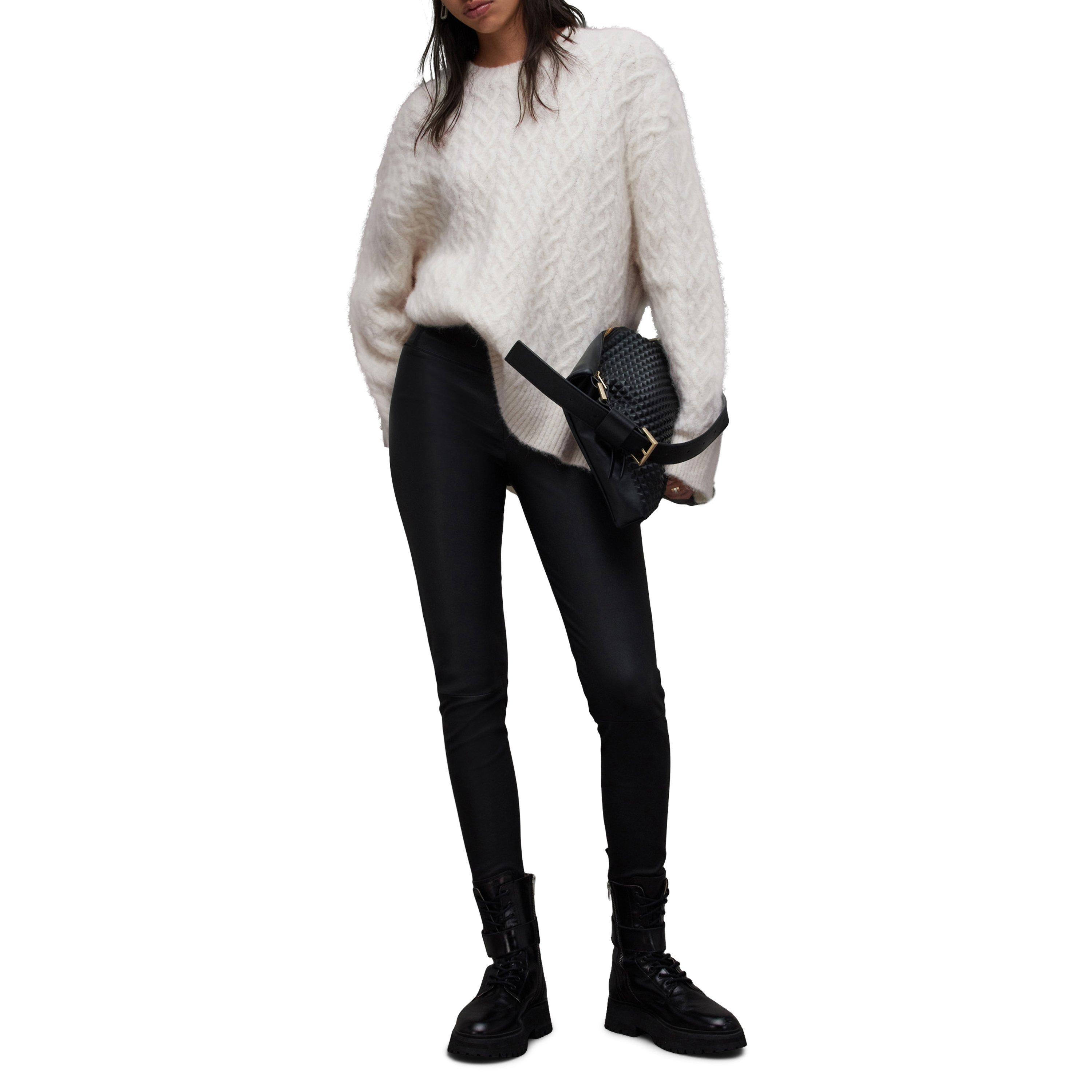 chalk white - AllSaints - Women's Sirius Cable Knit Crew Neck Jumper - 5