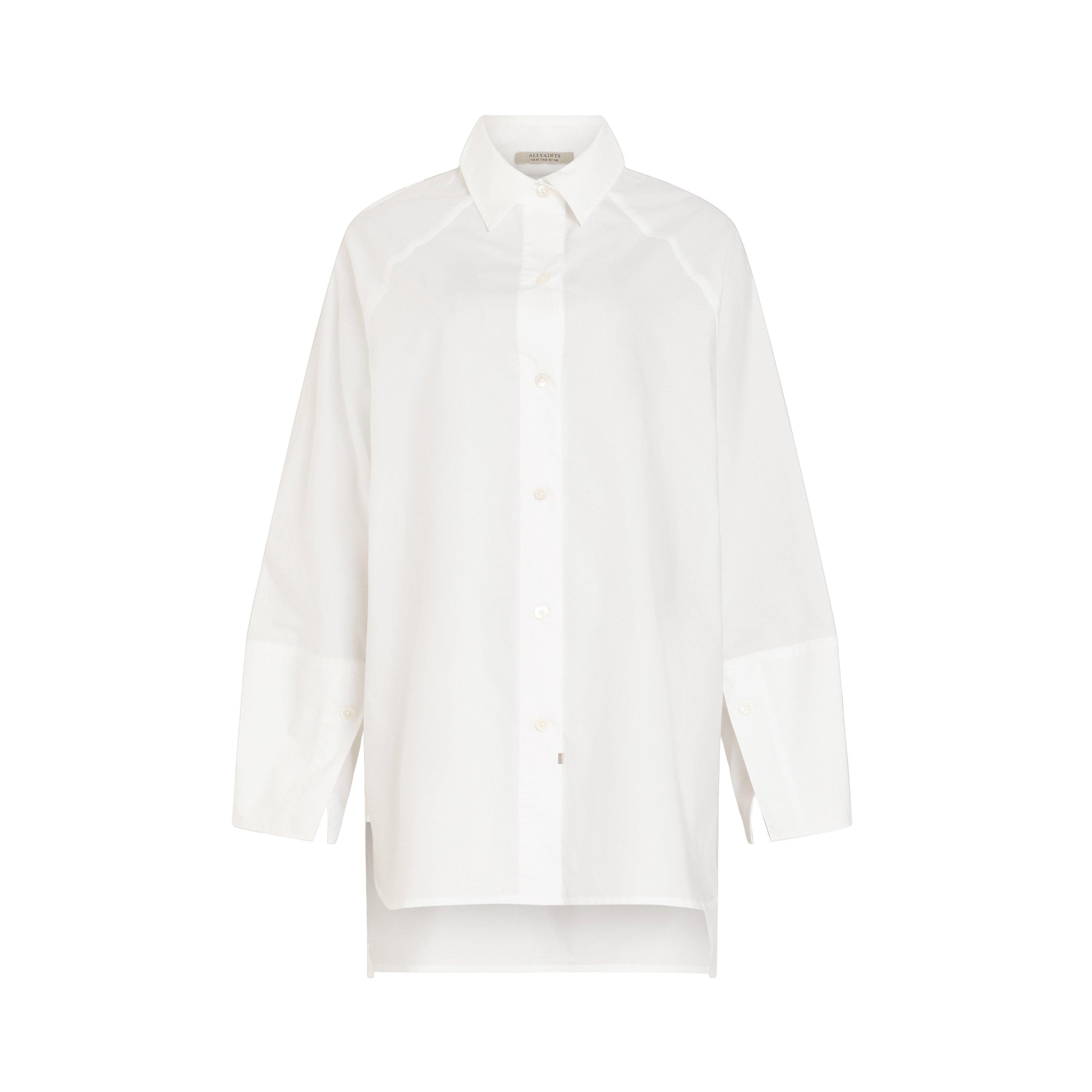 chalk white - AllSaints - Evie Oversized Logo Printed Shirt - 1
