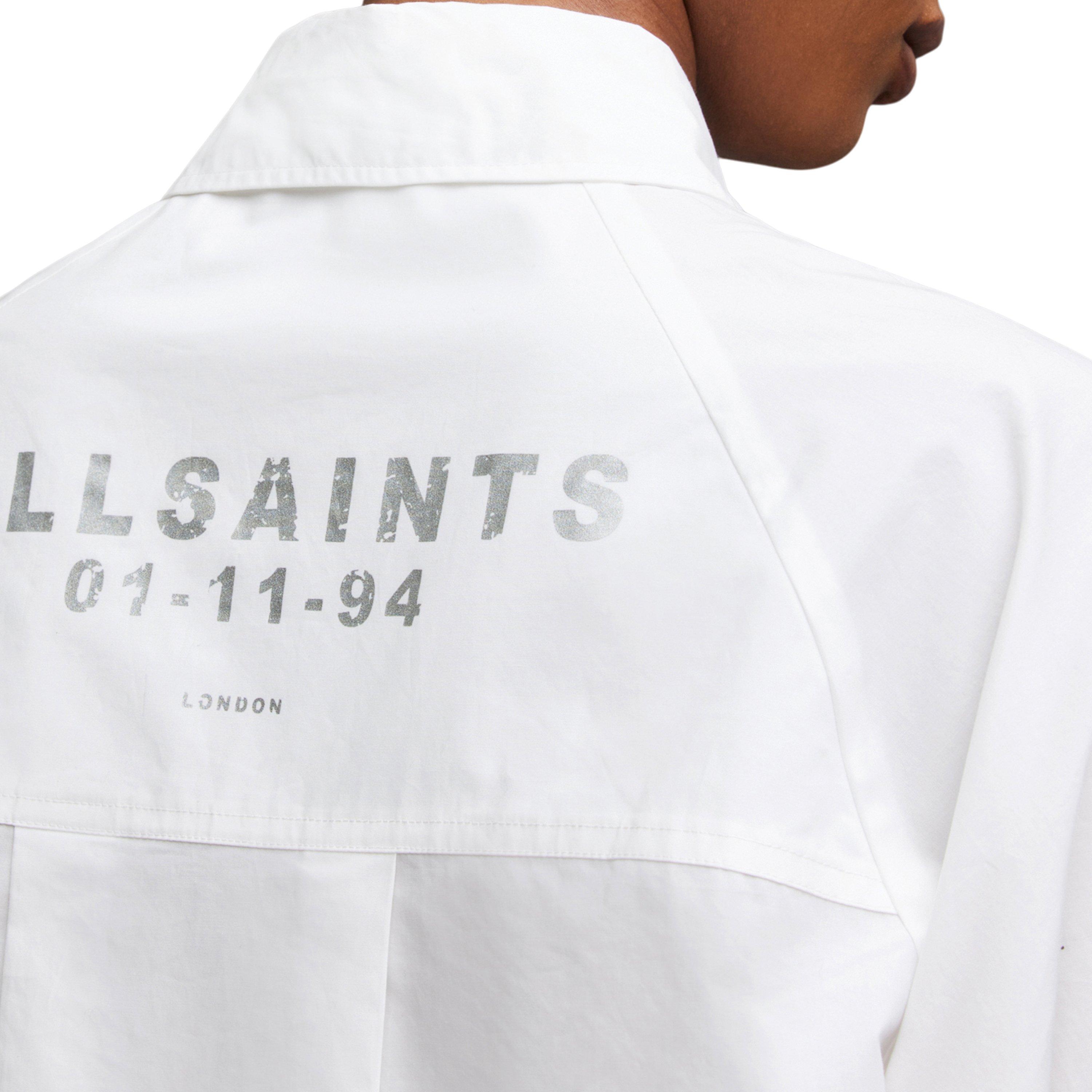 chalk white - AllSaints - Evie Oversized Logo Printed Shirt - 5