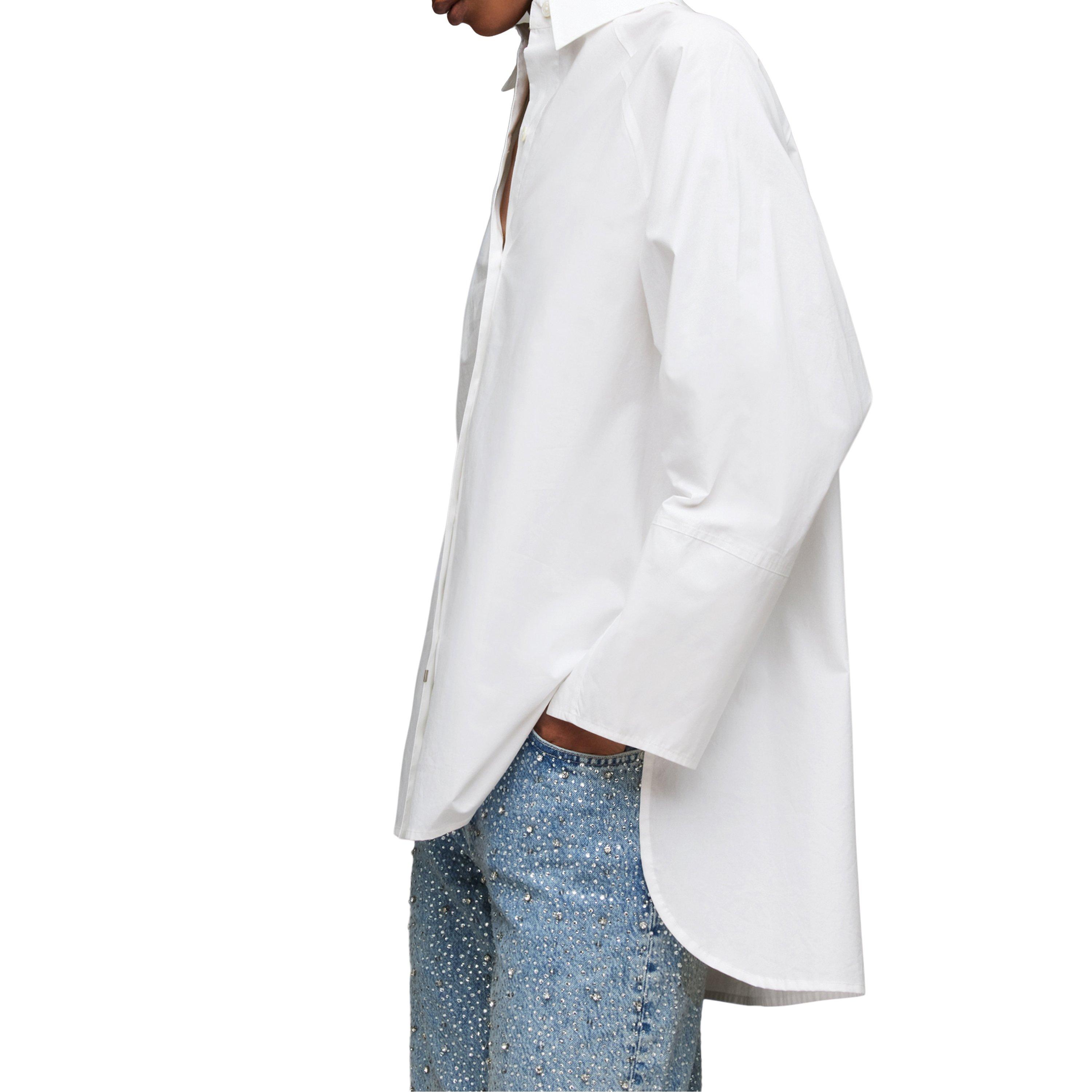 chalk white - AllSaints - Evie Oversized Logo Printed Shirt - 7