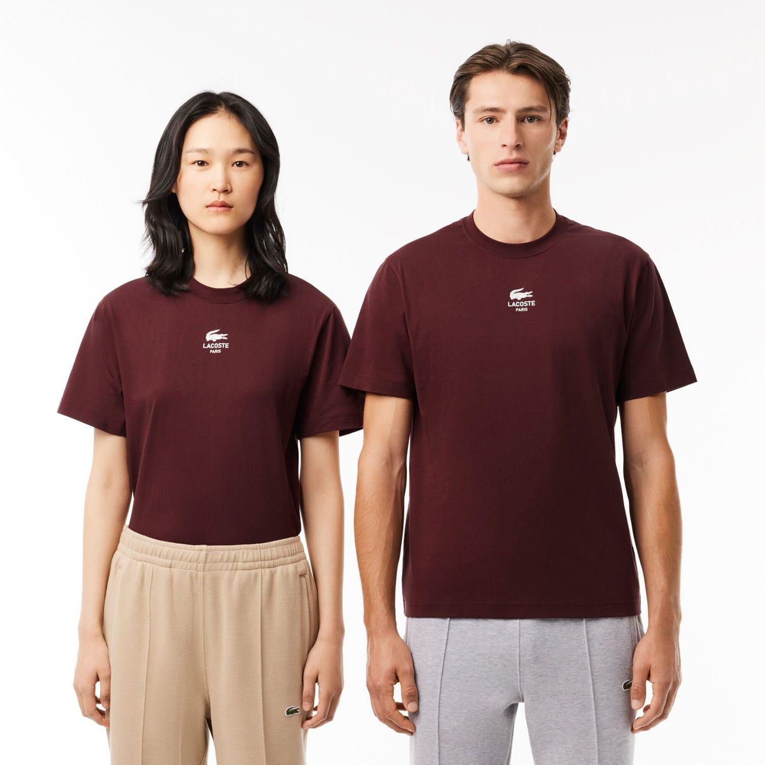 Red Maroon - Lacoste - Signature Print Cotton T-Shirt - 1