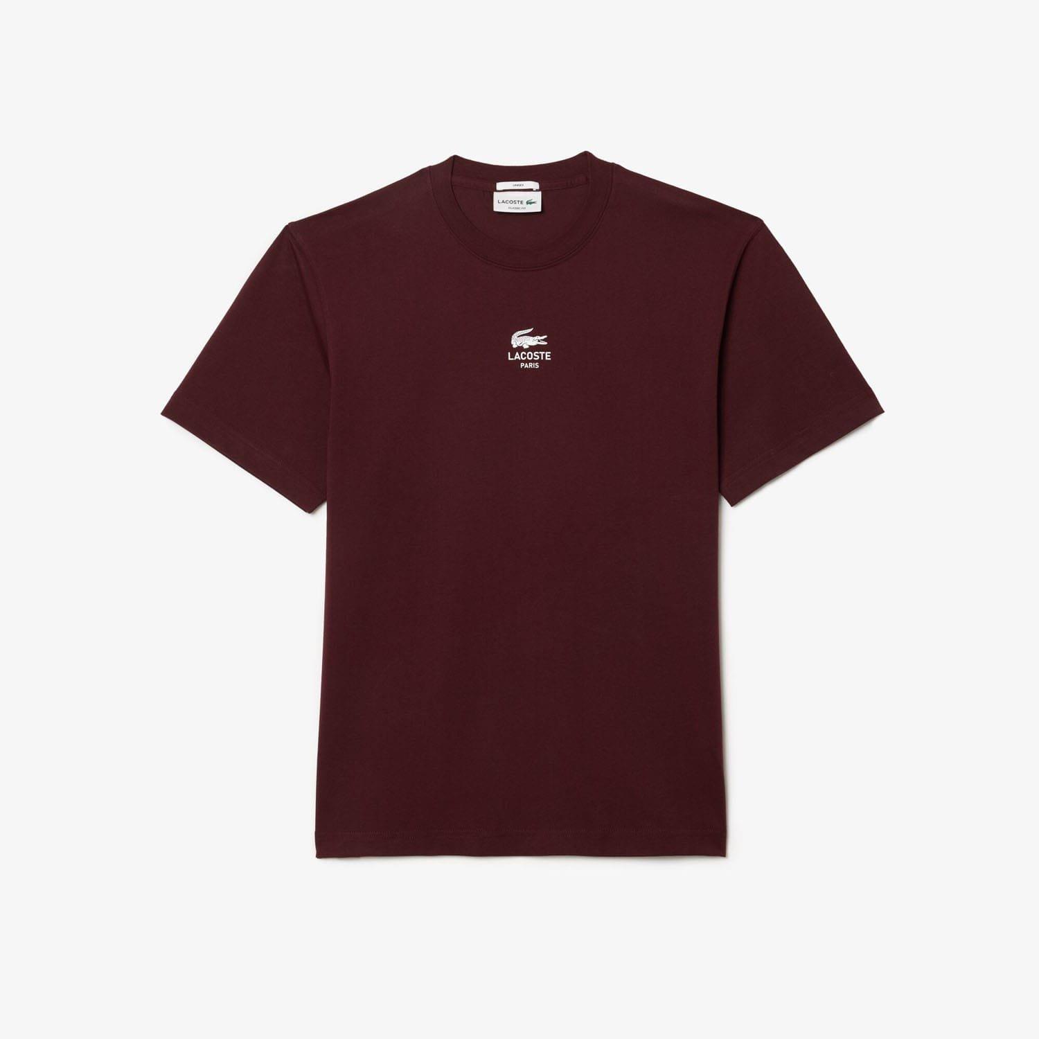 Red Maroon - Lacoste - Signature Print Cotton T-Shirt - 3
