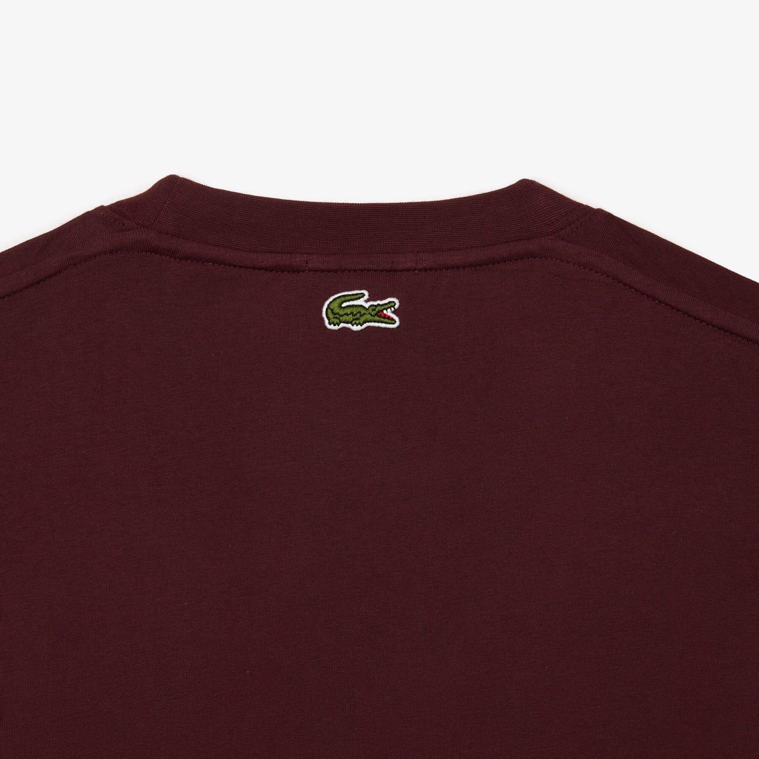 Red Maroon - Lacoste - Signature Print Cotton T-Shirt - 4