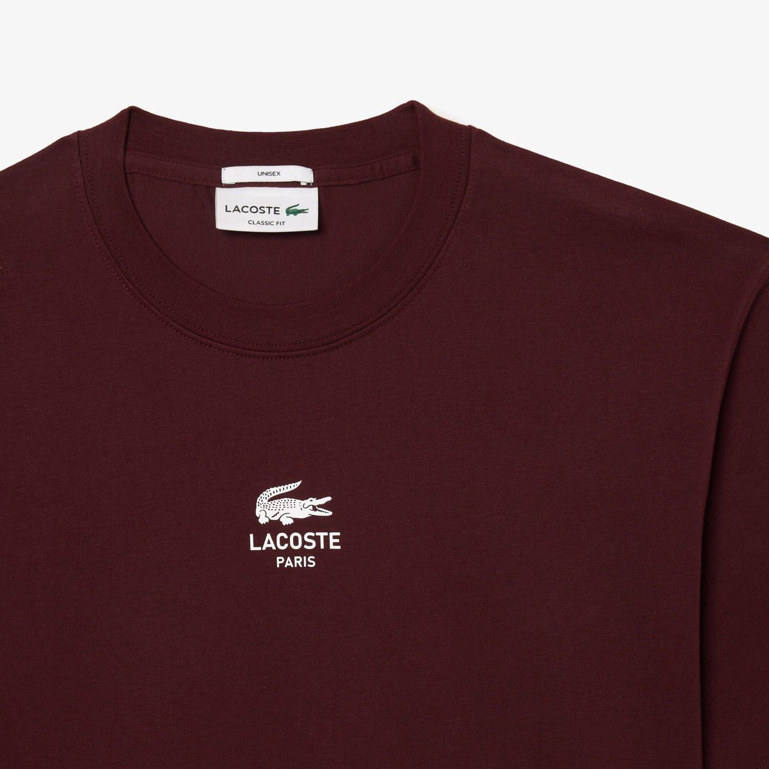 Red Maroon - Lacoste - Signature Print Cotton T-Shirt - 5