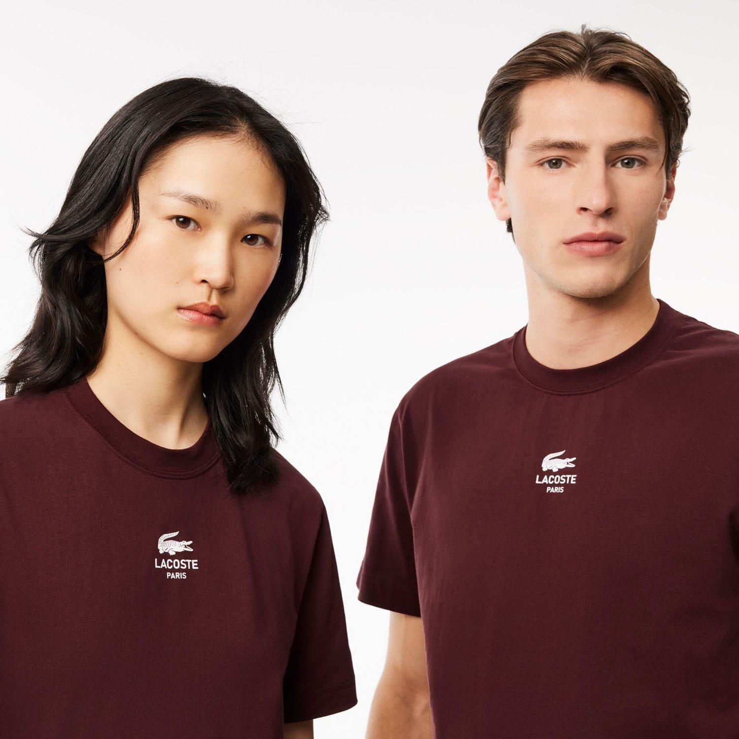 Red Maroon - Lacoste - Signature Print Cotton T-Shirt - 6