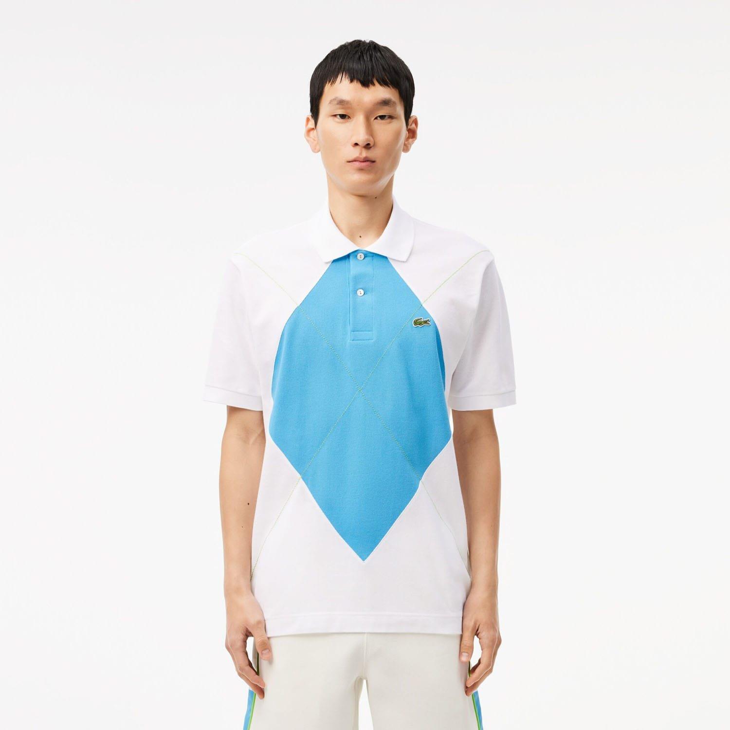 White Blue - Lacoste - Classic Fit L.12.12 Argyle Polo Shirt - 1