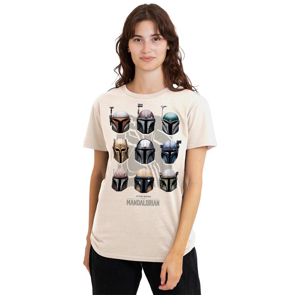 Beige - Star Wars - The Mandalorian Mando Helmet Grid T-Shirt Natural - 1