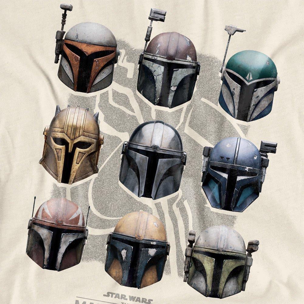 Beige - Star Wars - The Mandalorian Mando Helmet Grid T-Shirt Natural - 2