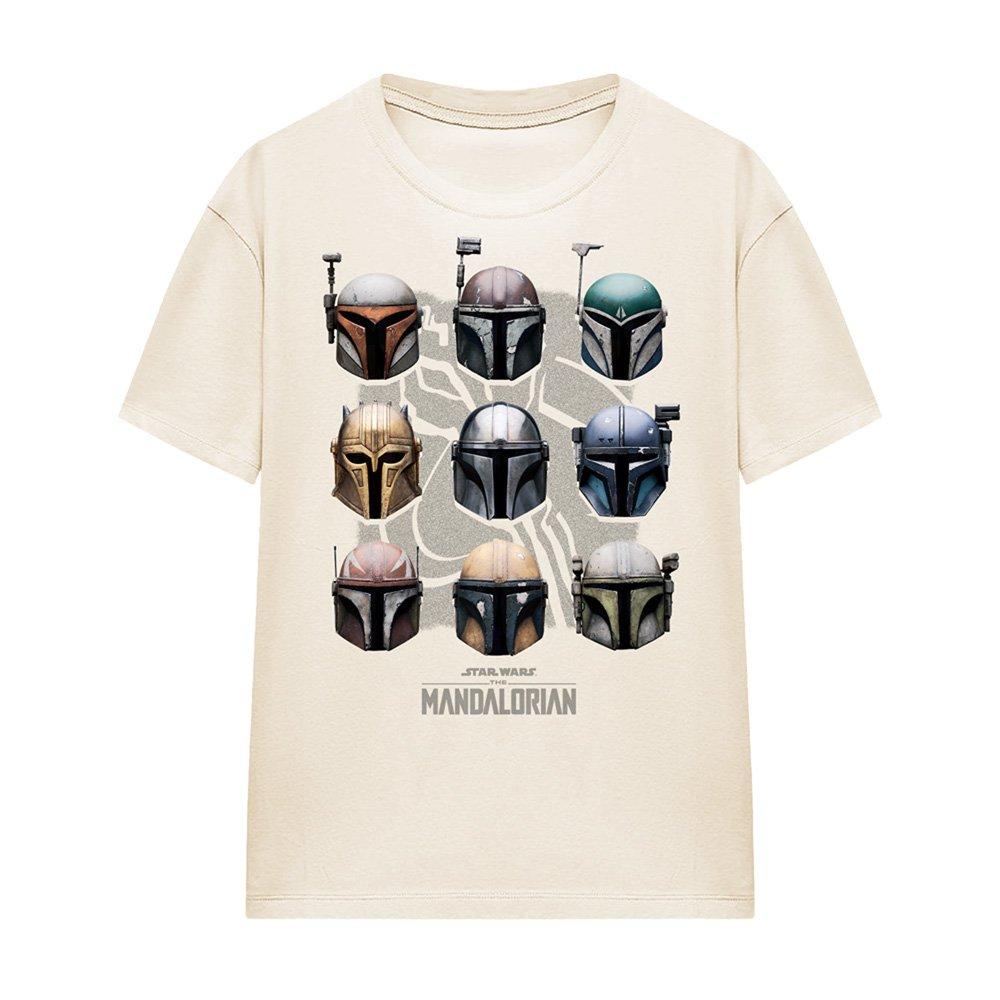Beige - Star Wars - The Mandalorian Mando Helmet Grid T-Shirt Natural - 4