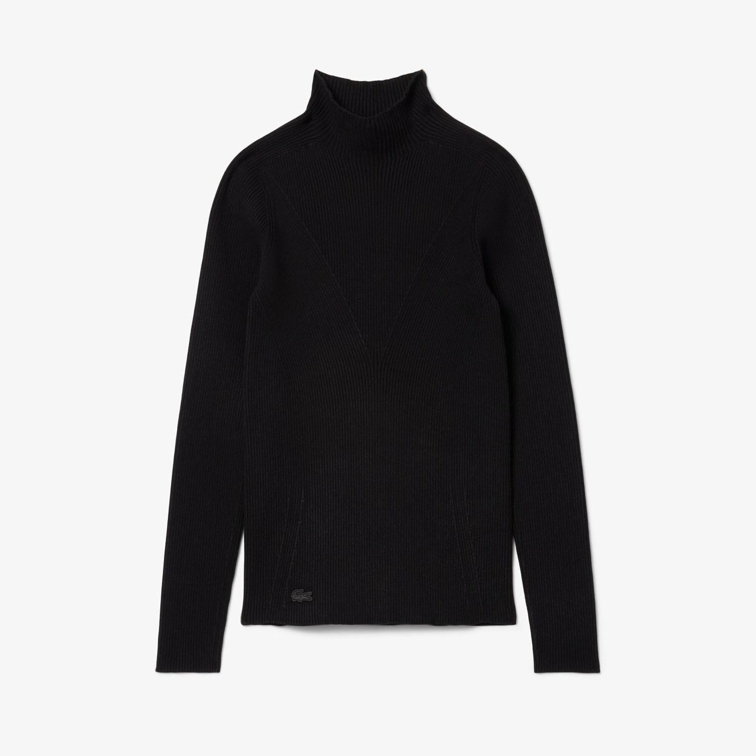 Black - Lacoste - High Neck 3D Rib Knit Sweater - 4