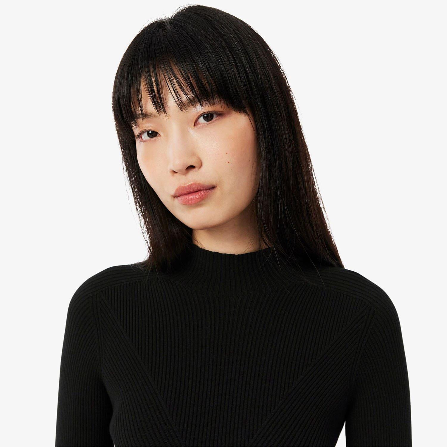 Black - Lacoste - High Neck 3D Rib Knit Sweater - 5