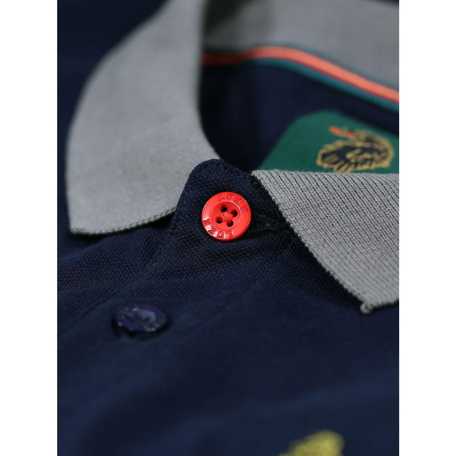Navy - Luke 1977 - Cala Mayor Chevron Detail Polo Shirt - 4