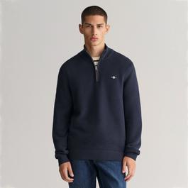 Gant TEXTURED COTTON H-ZIP EVENING BLUE