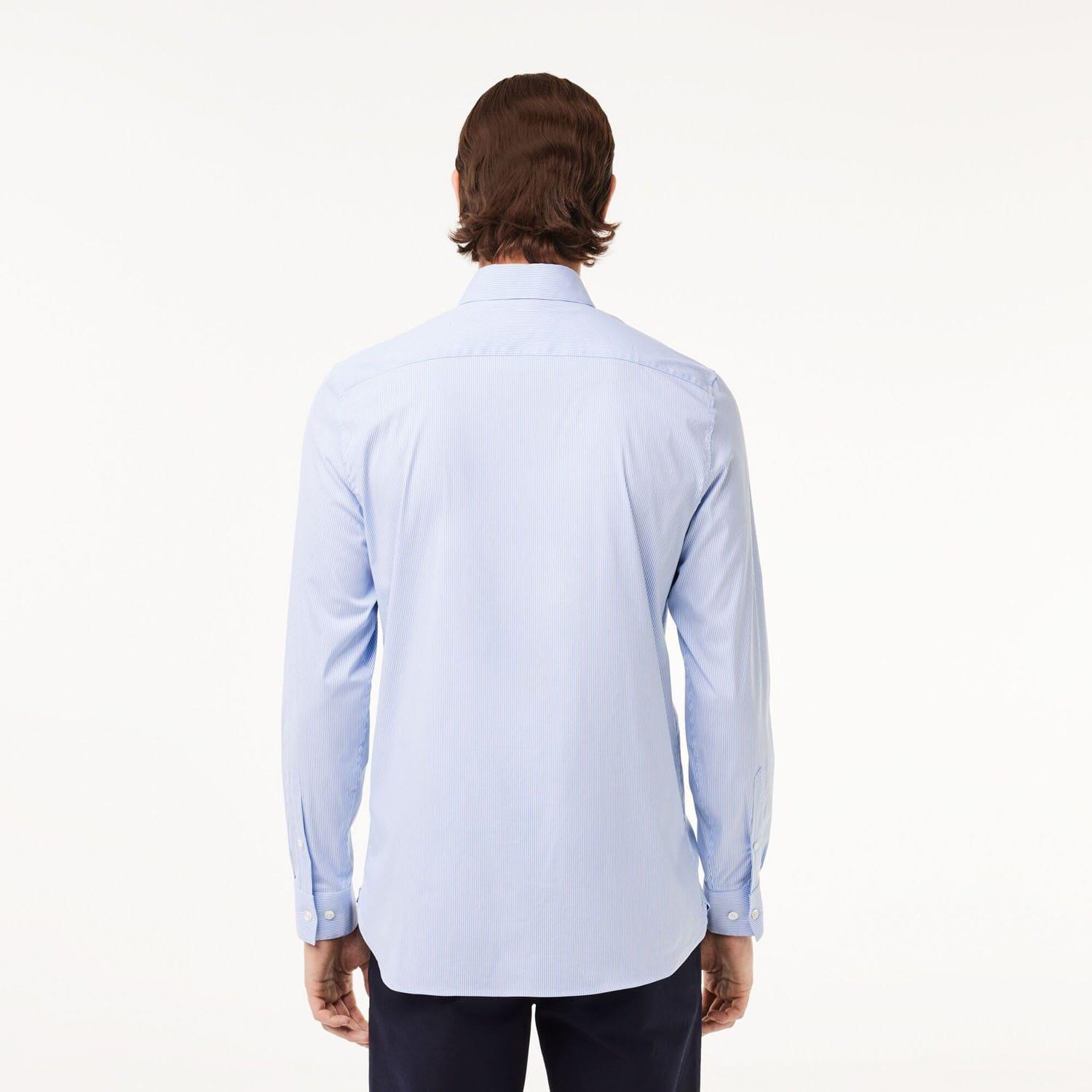 Light Blue - Lacoste - Slim Fit Striped Stretch Poplin Shirt - 2