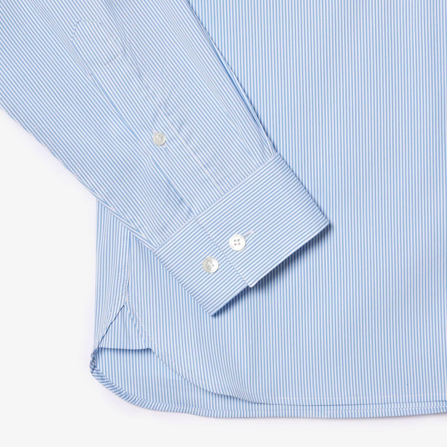 Light Blue - Lacoste - Slim Fit Striped Stretch Poplin Shirt - 5