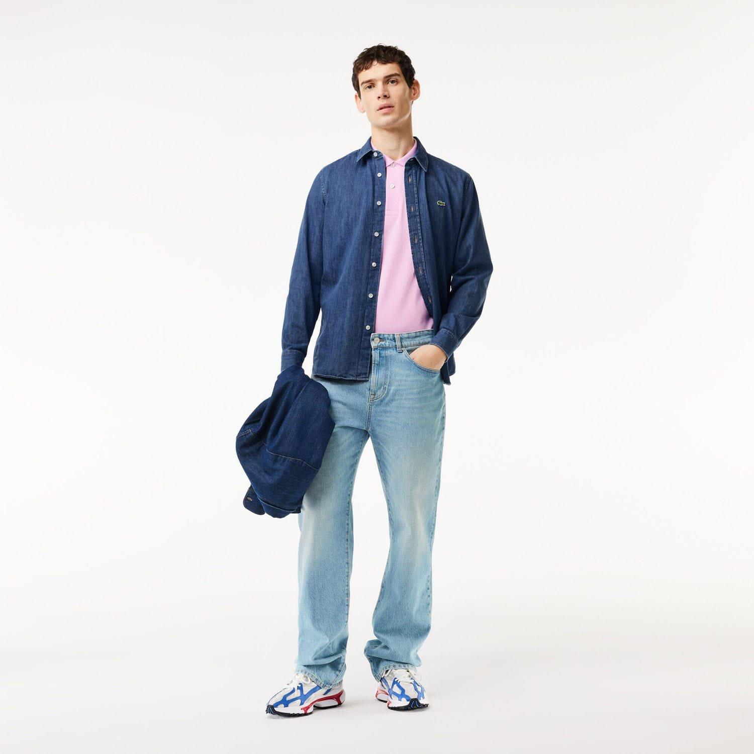 Blue - Lacoste - Regular Fit Denim Shirt - 3