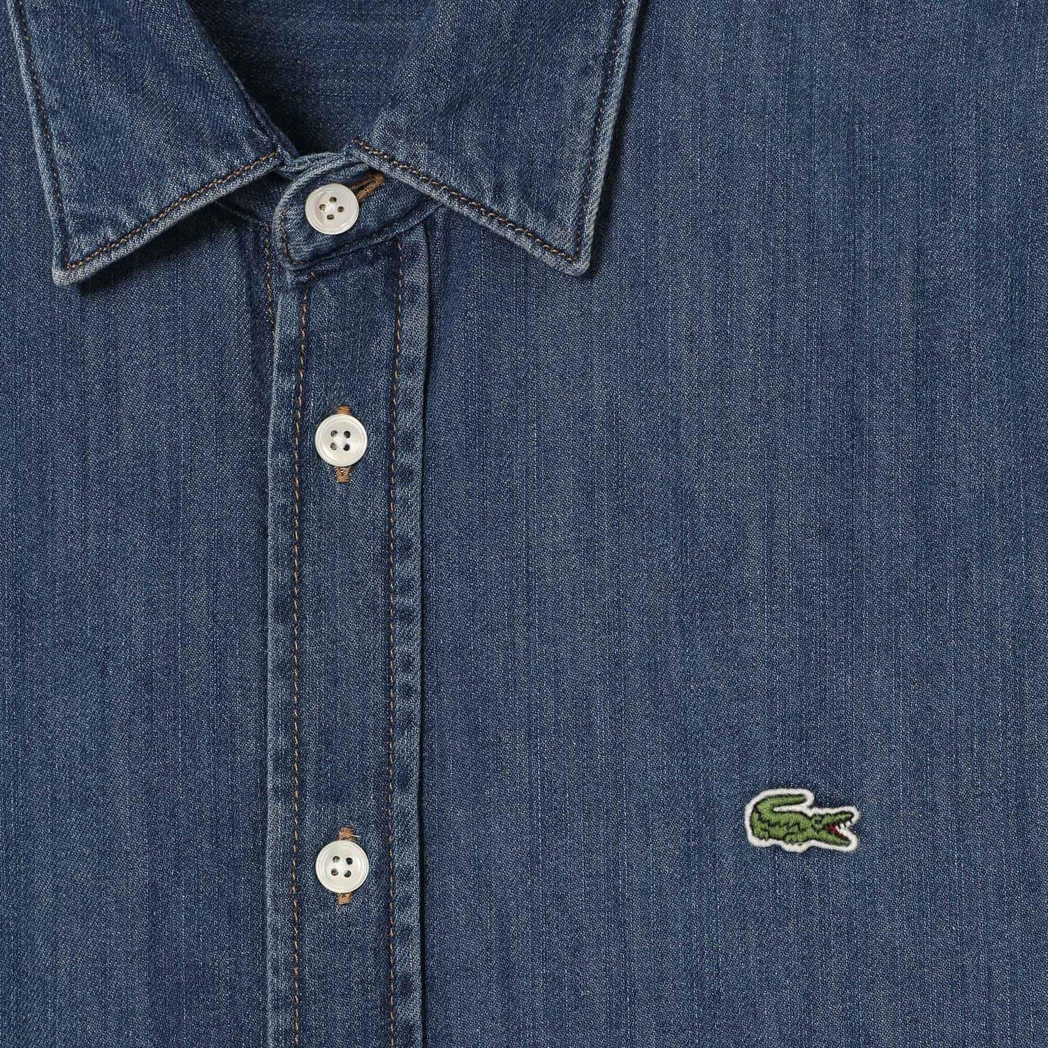 Blue - Lacoste - Regular Fit Denim Shirt - 5