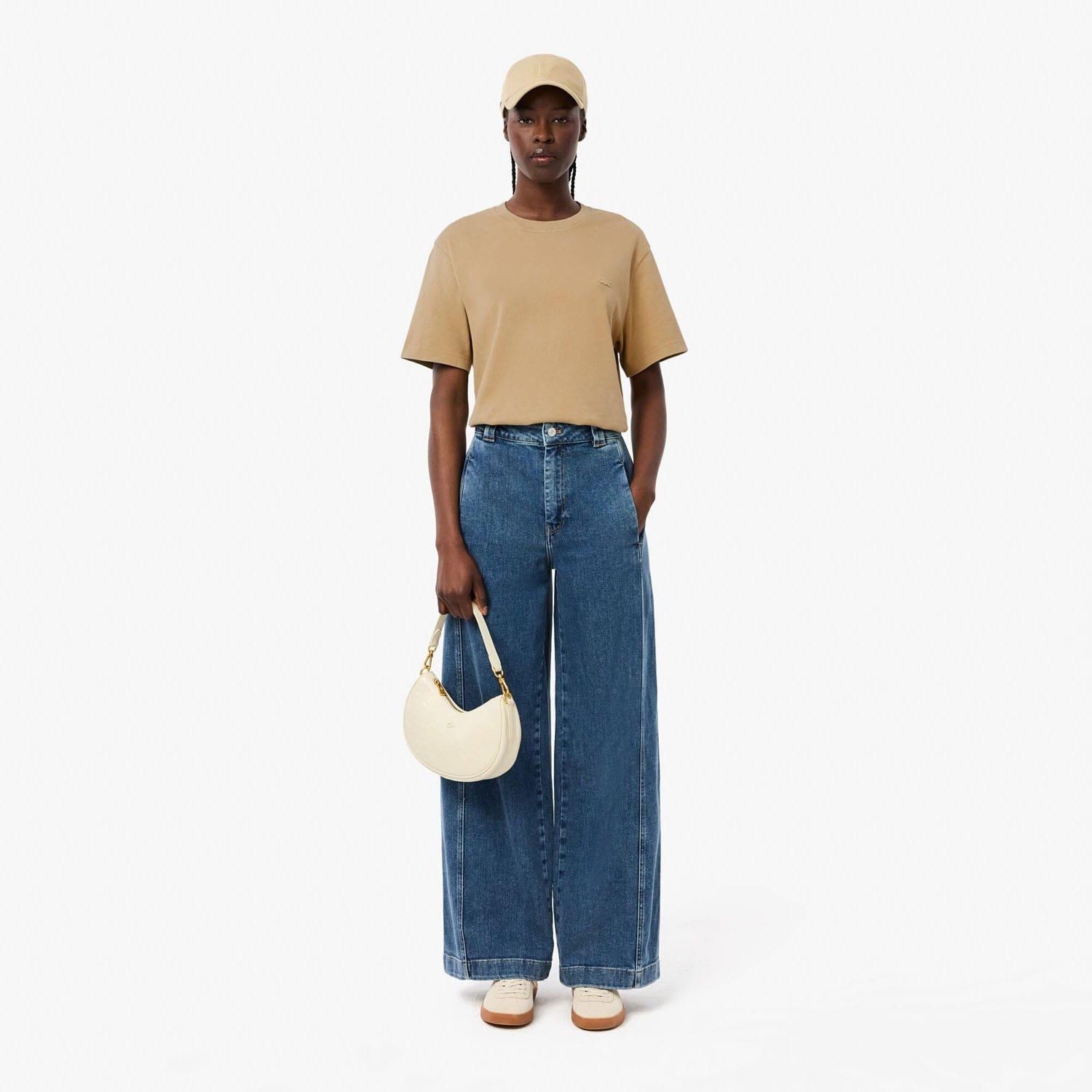 Beige - Lacoste - Washed Effect Heavy Cotton T-Shirt - 3