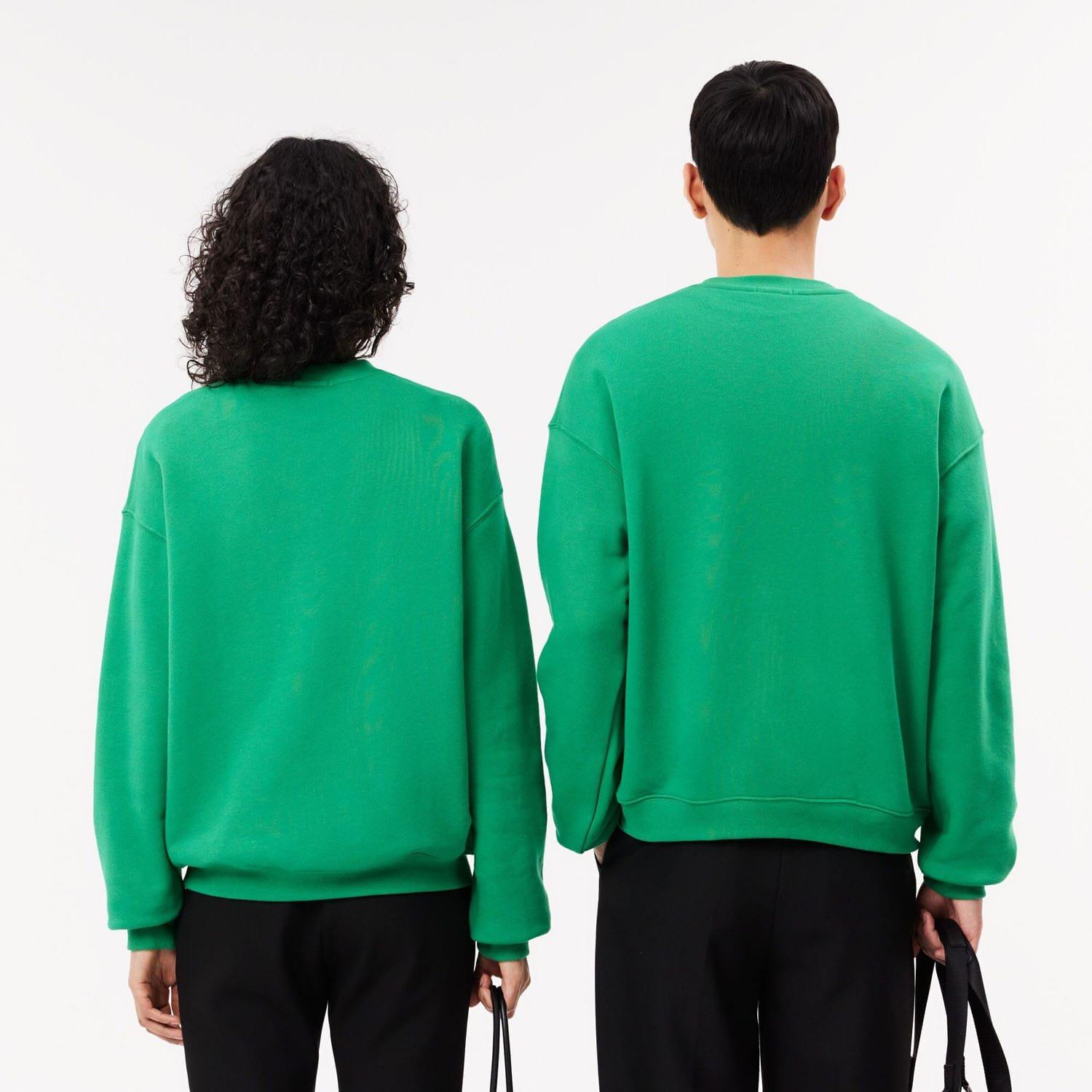 Green - Lacoste - Loose Fit Badge Accent Fleece Sweatshirt - 2