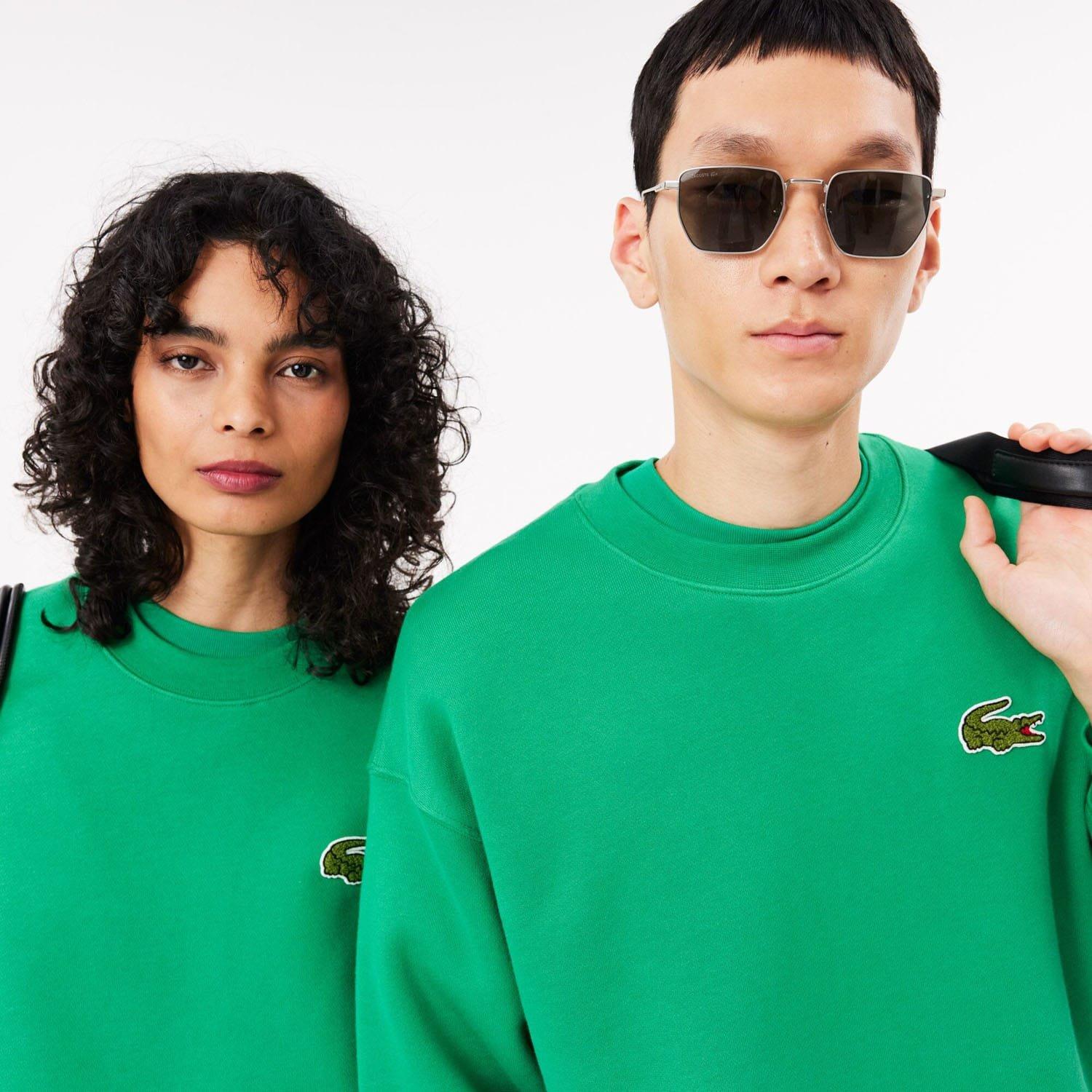 Green - Lacoste - Loose Fit Badge Accent Fleece Sweatshirt - 6