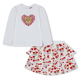 Moschino Teddy Bear Motif Jersey Fleece  Long Sleeved Top And Skirt  Babies