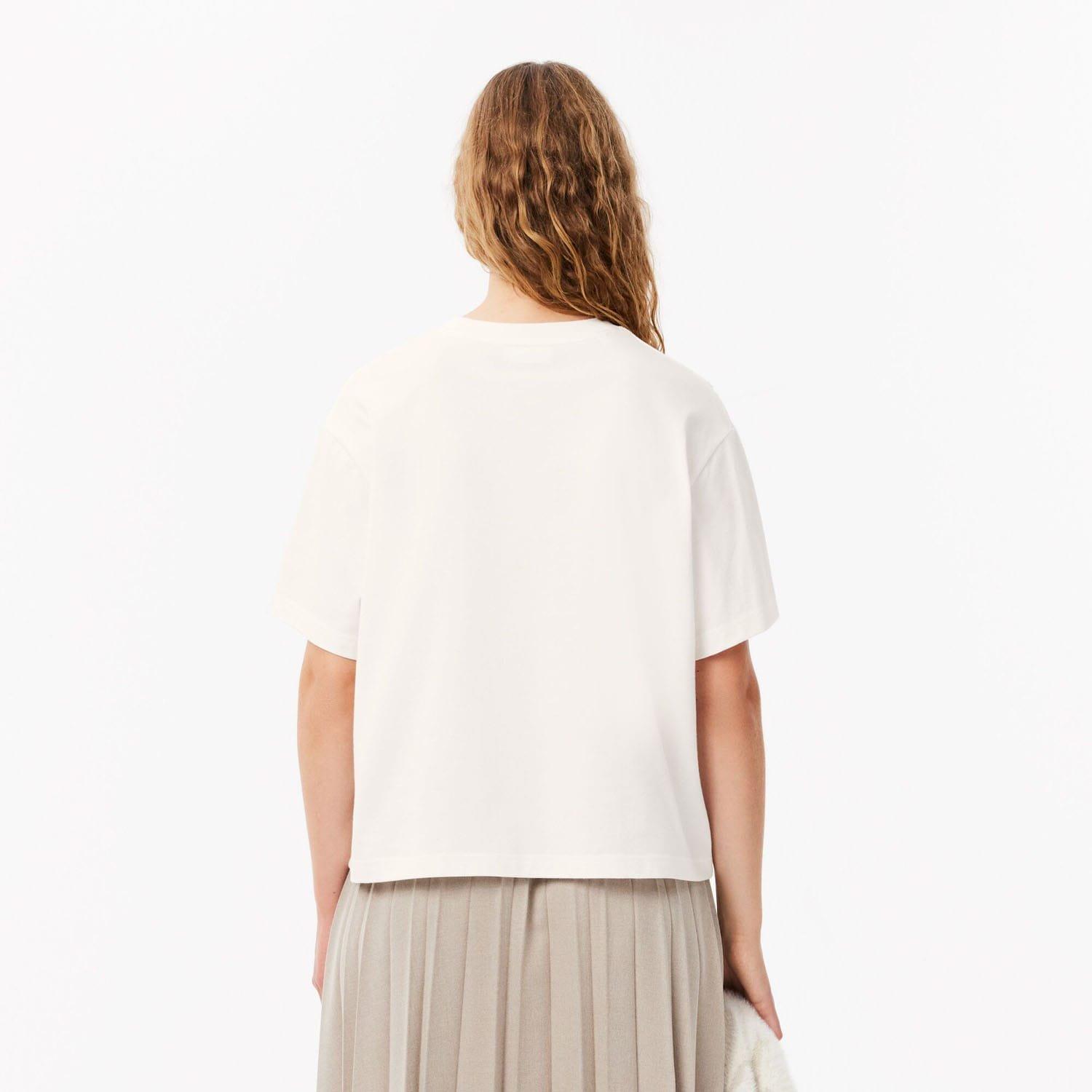 White - Lacoste - Oversized Flower Print Cotton T-Shirt - 2