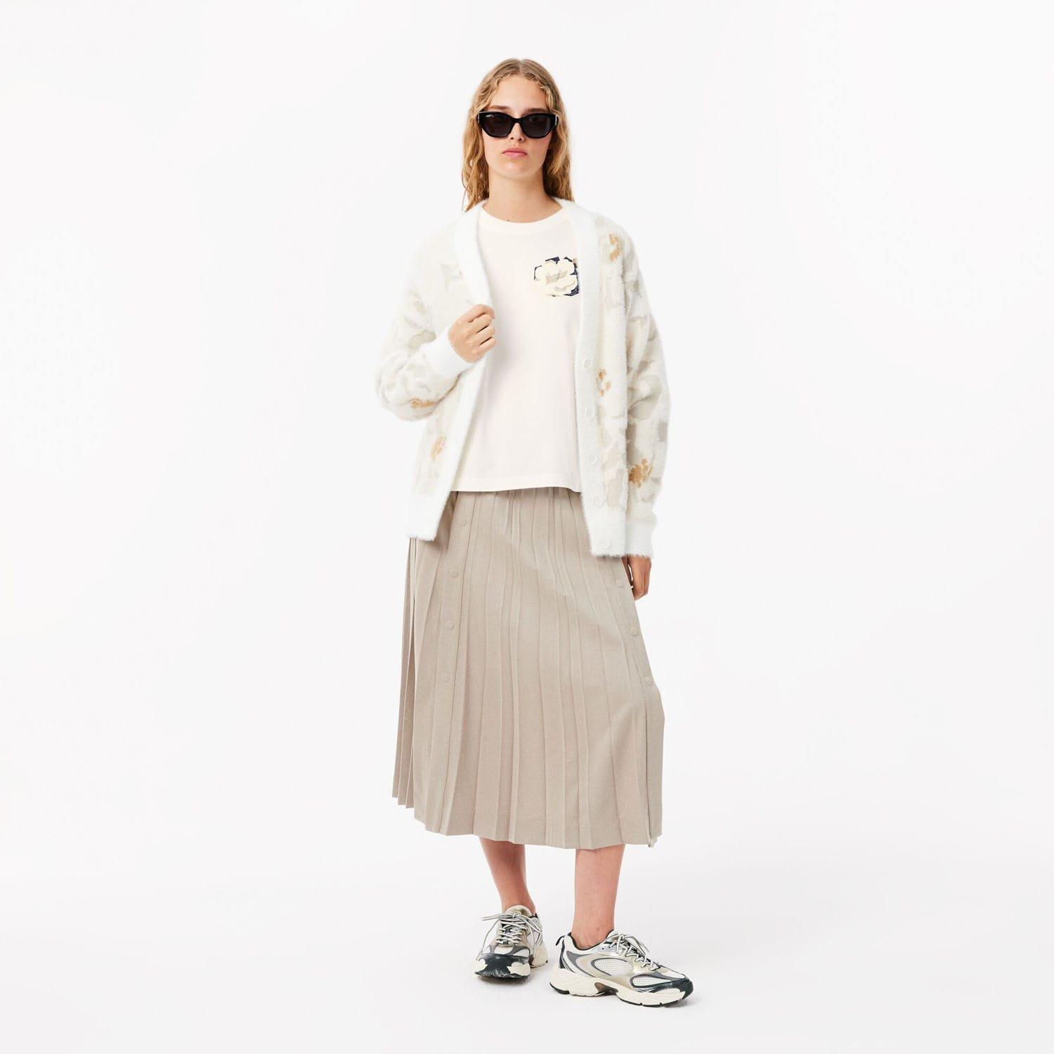 White - Lacoste - Oversized Flower Print Cotton T-Shirt - 3