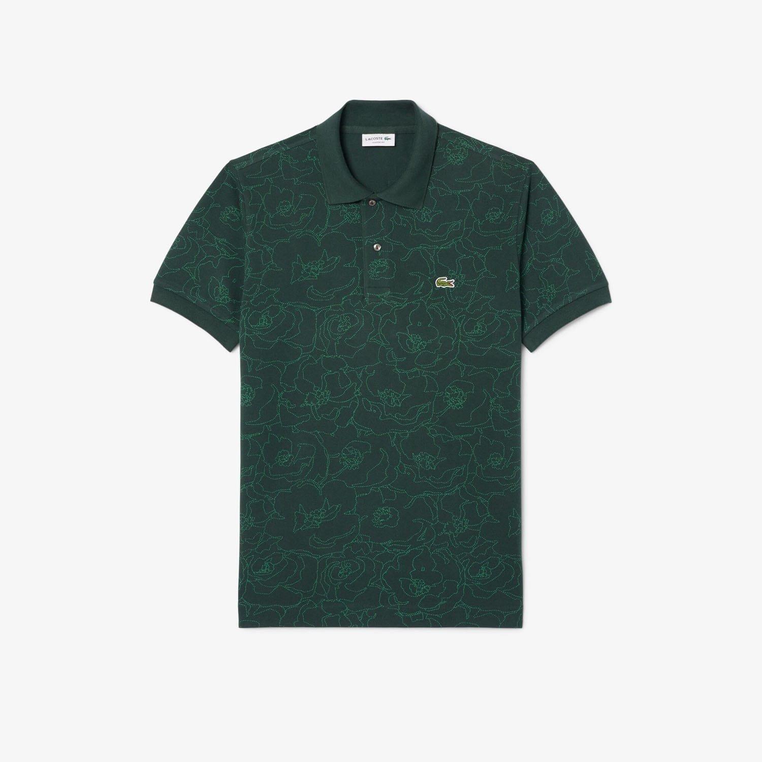 Green - Lacoste - Classic Fit Flower Print L.12.12 Polo Shirt - 4