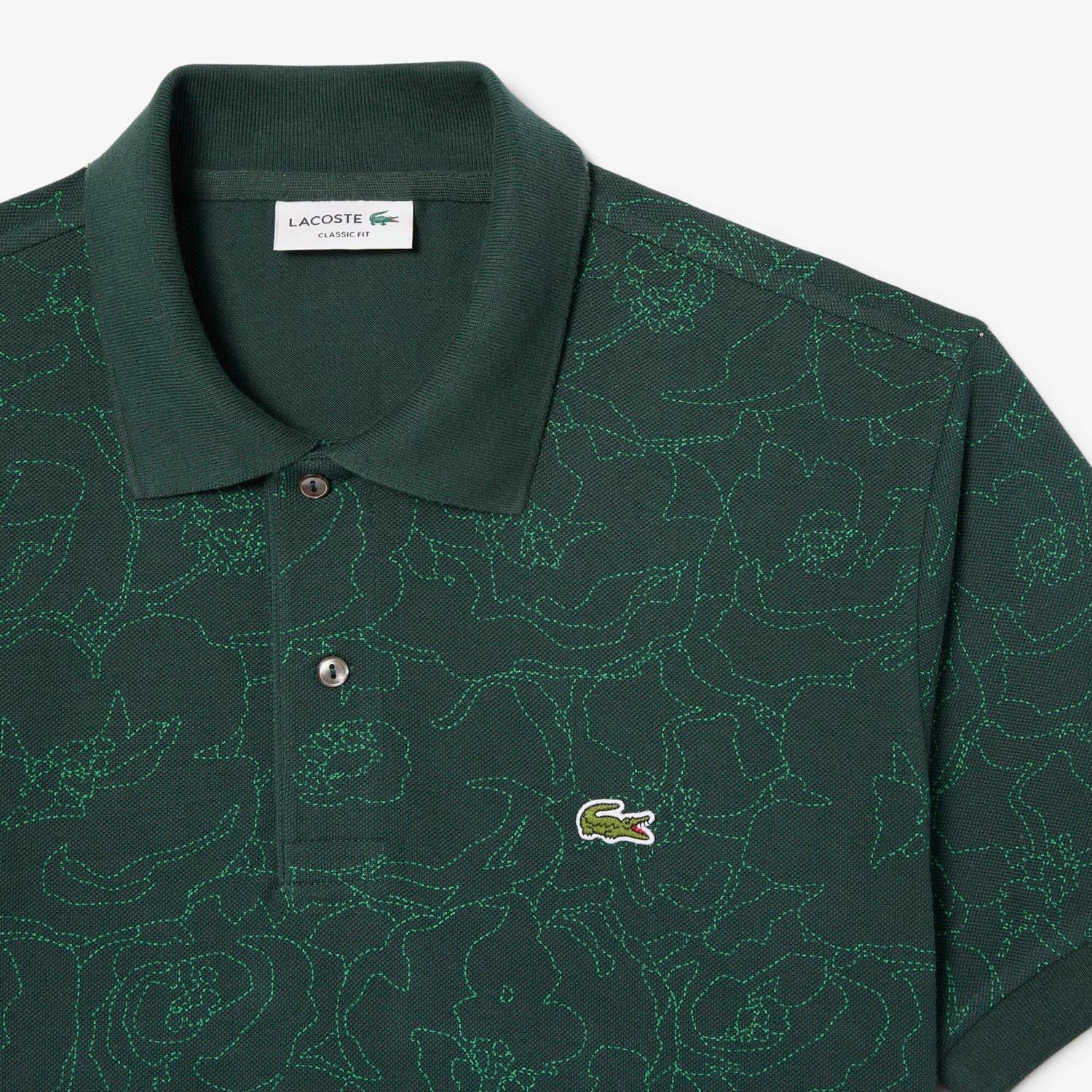 Green - Lacoste - Classic Fit Flower Print L.12.12 Polo Shirt - 6