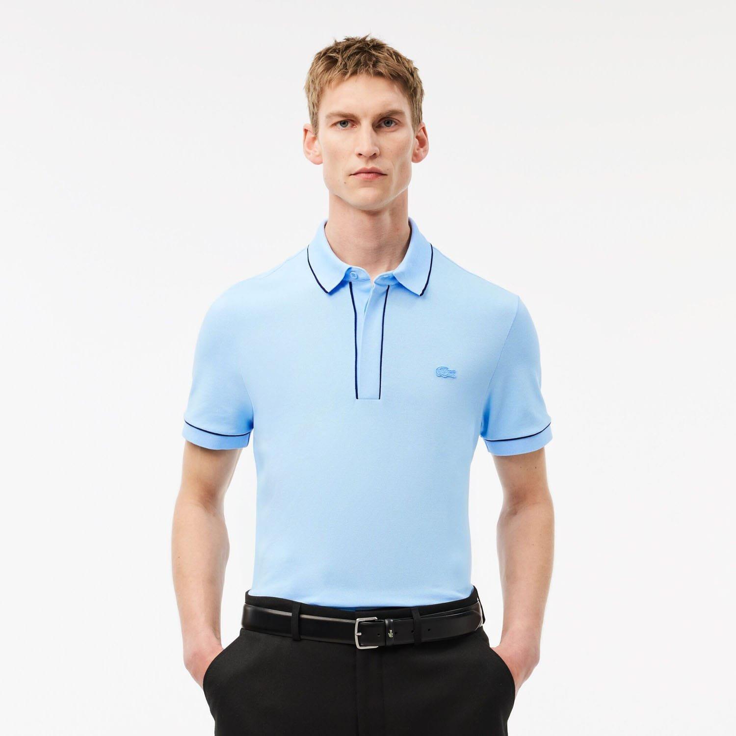 Light Blue - Lacoste - Regular Fit Paris Stretch Piqu¿ Polo Shirt - 1
