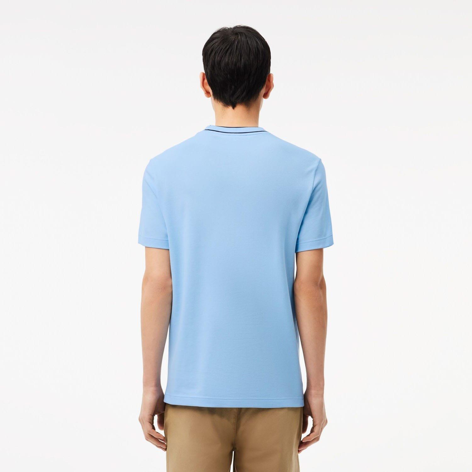 Light Blue - Lacoste - Stretch Piqu¿ Stripe Collar T-Shirt - 2